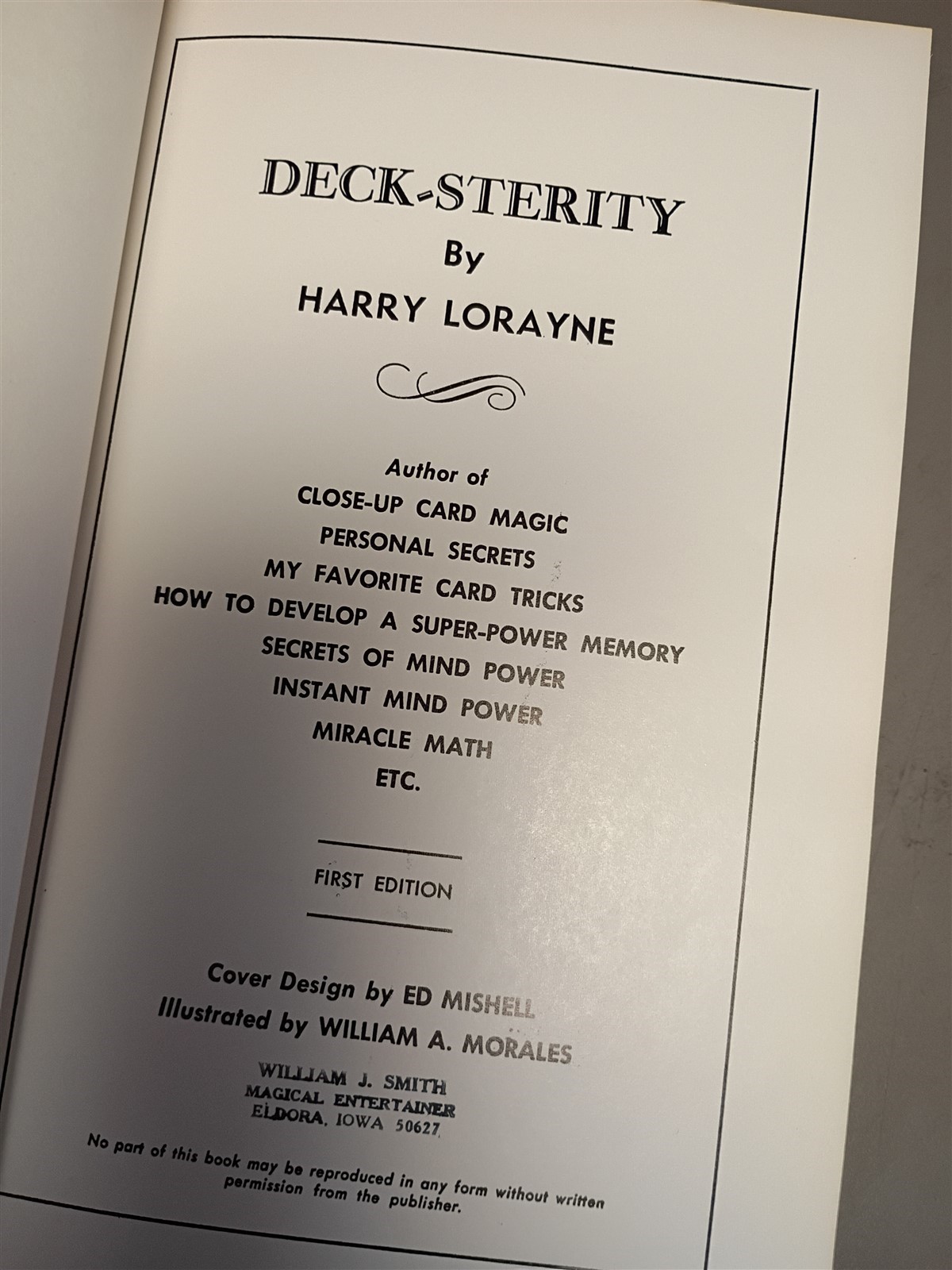 Harry Lorayne DeckSterity Louis Tannen Publication HC 1st Edition