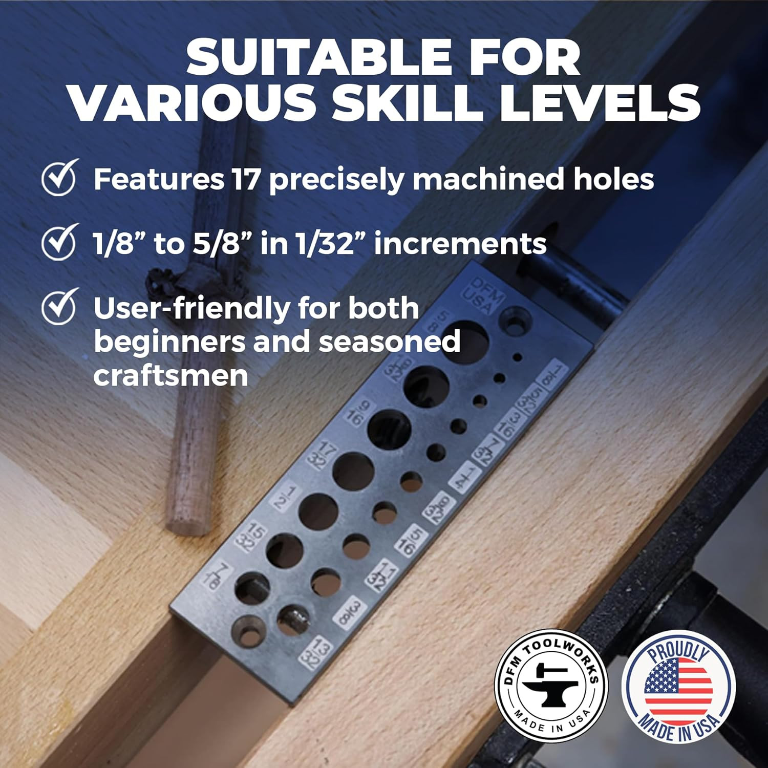 Doweling Tool - Premium Dowel Maker Tool, Versatile Dowel Plate, High-Grade A2 S