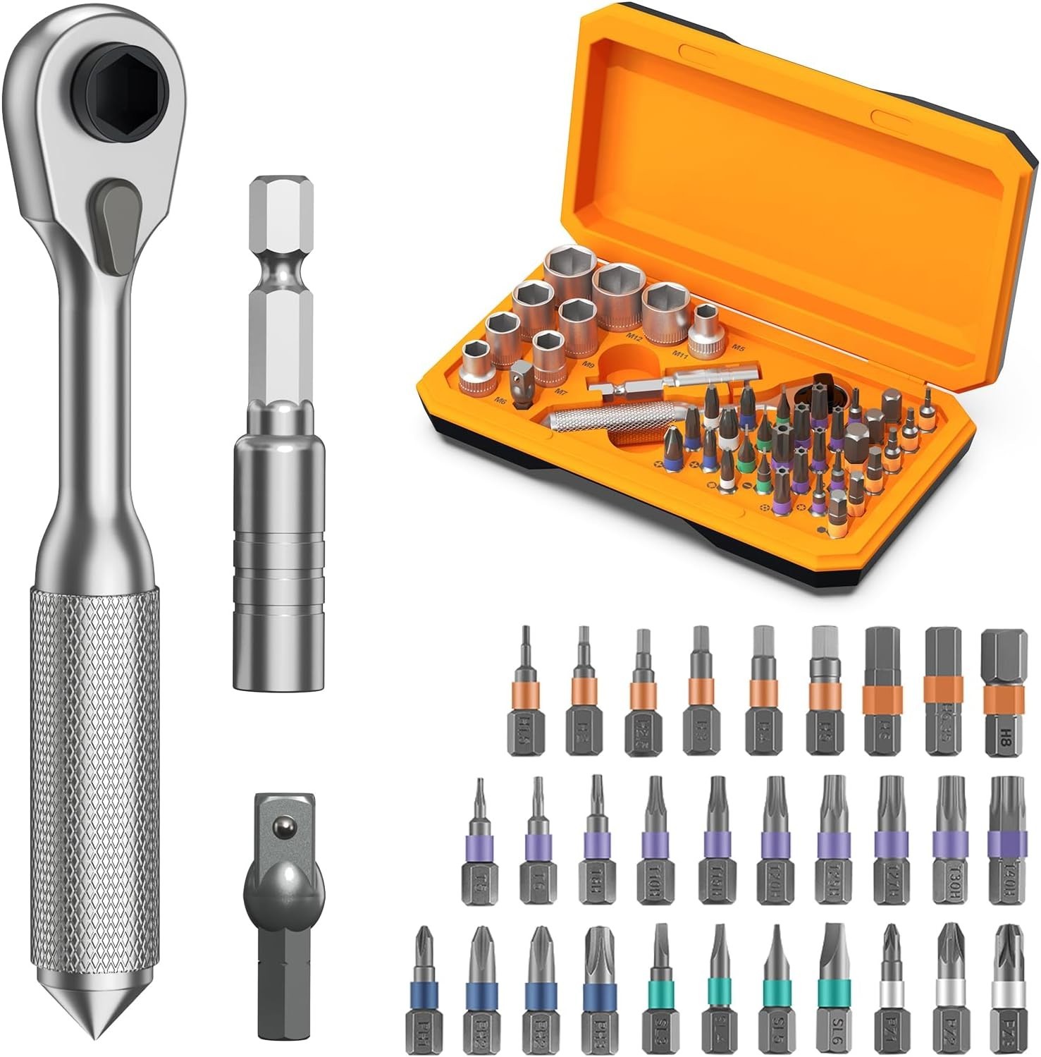 Ratchet Screwdriver Set 42 in 1 Torque Socket Wrench Tool Kit Flexible Shaft Rod