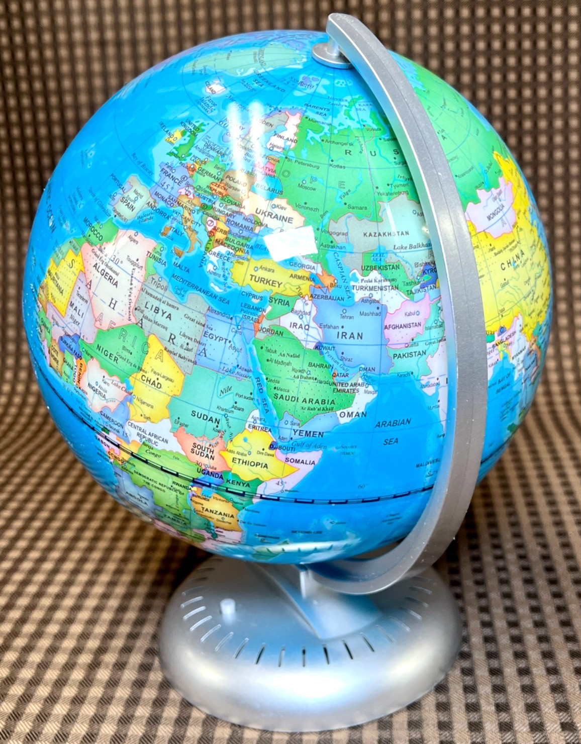 Illuminated 8" World Globe Desk Table Top Lamp Night Light Educational Plastic