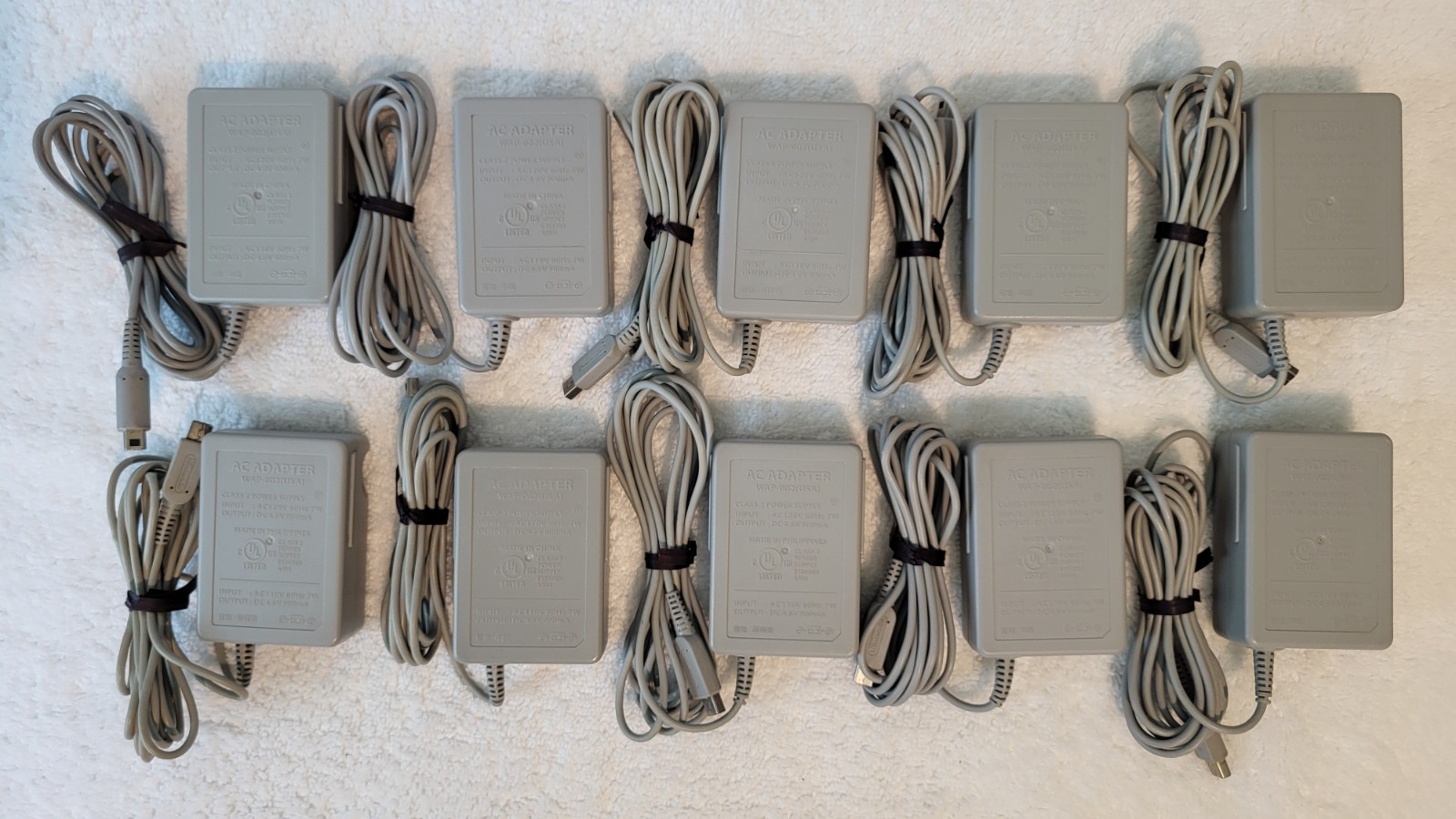 Lot of 10 OEM Nintendo WAP-002 3DS XL AC Adapter Charger Power Supply Cable