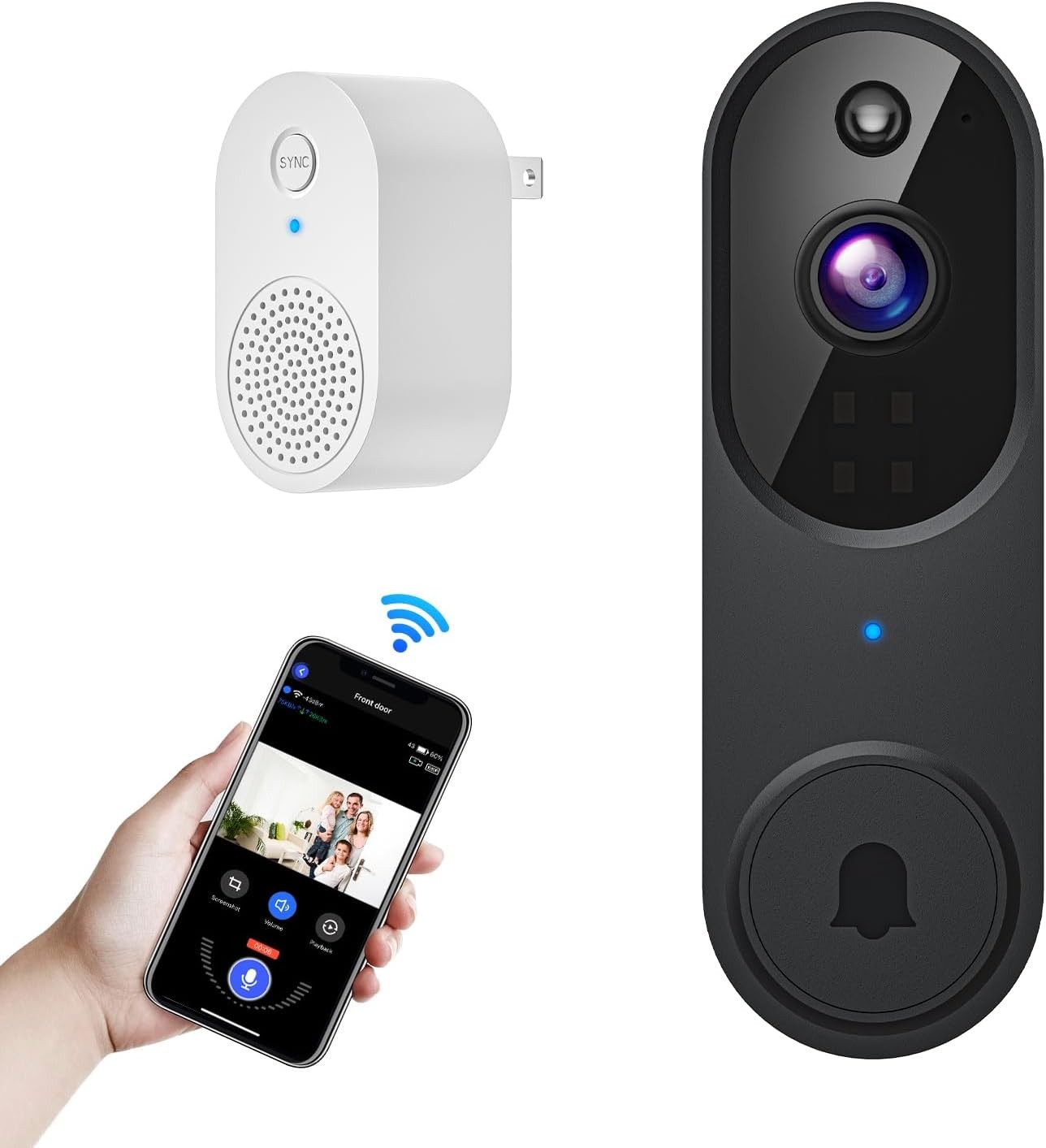 Wireless Wi-Fi Video Doorbell Camera with Two Way Audio, AI Motion Detection, ..