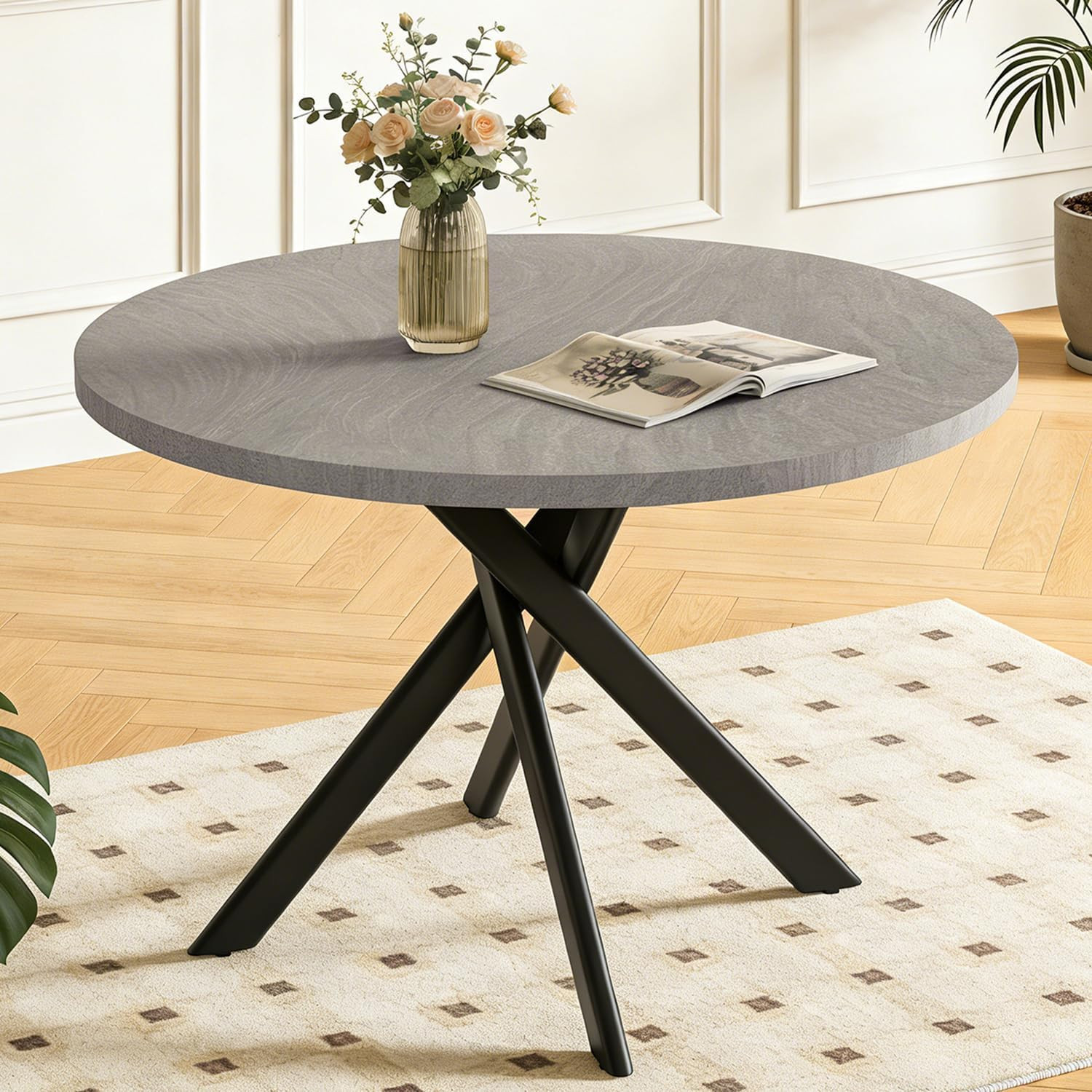 44" round Dining Table for 4, Modern Mid-Century Dining Kitchen Table of 4