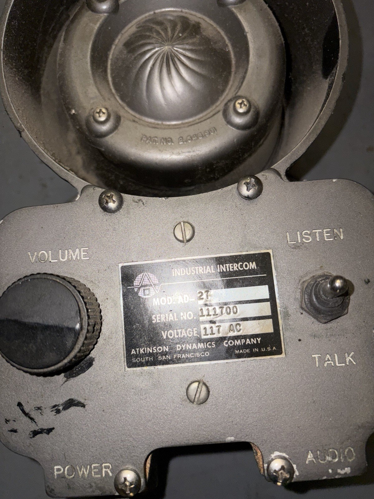 Atkinson Dynamics AD-27 Intercom USED