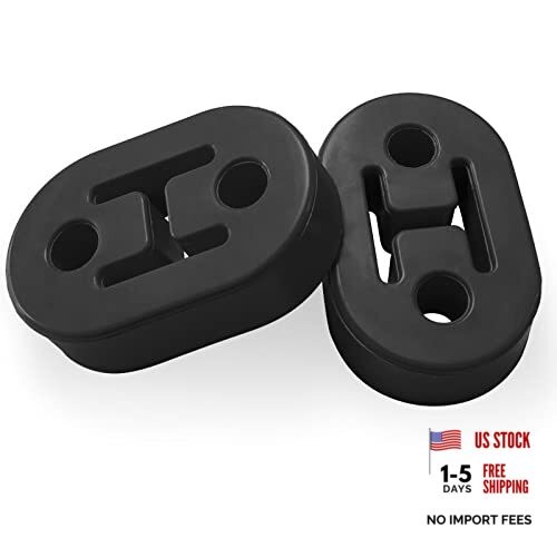 2Pcs Exhaust Hanger Rubber 2 Holes Adjustable Insulator Bushing grayblack