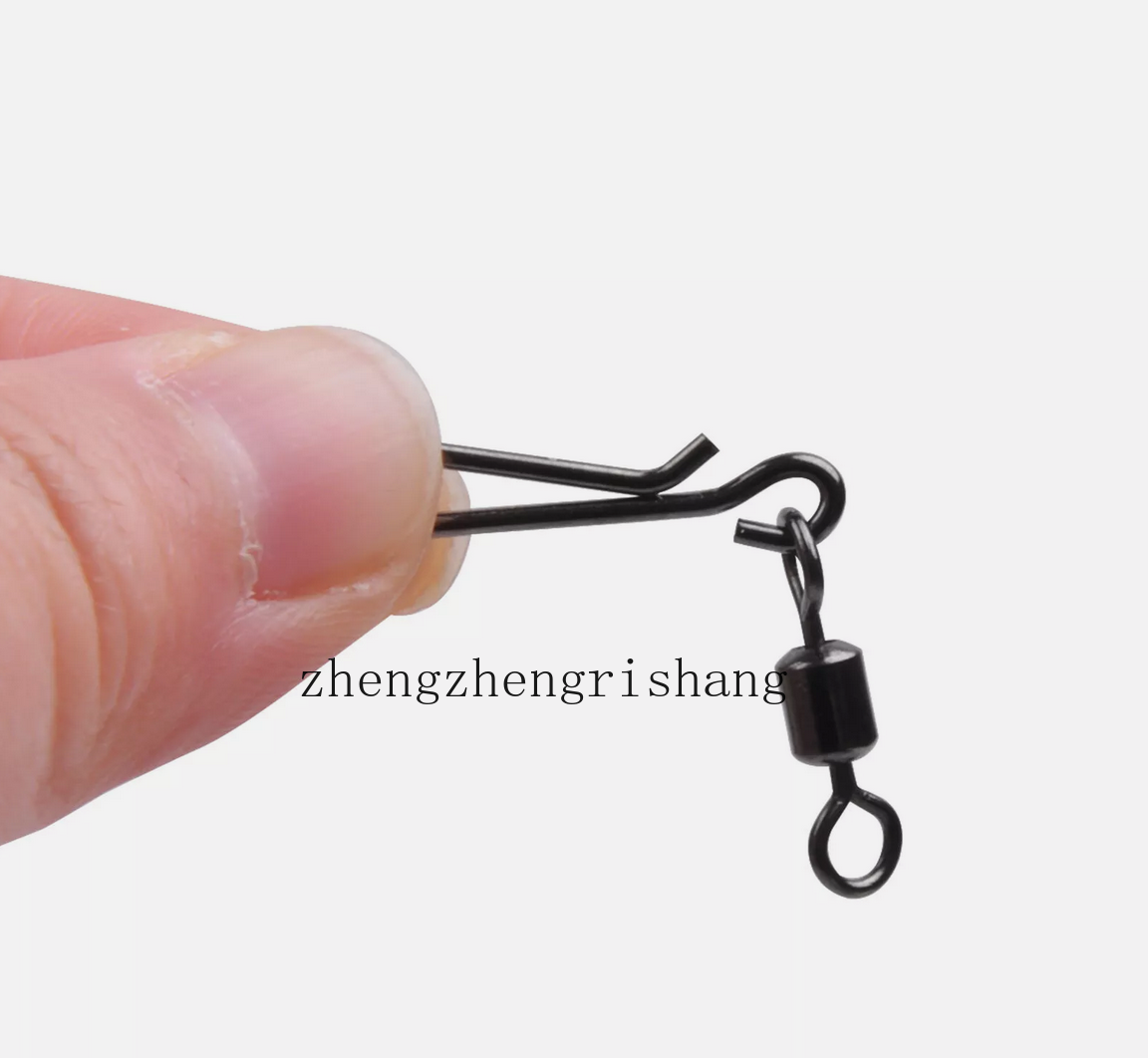 100PCS Stainless Steel Fishing Swivel with Hanging Snap Rolling Swivel Connector