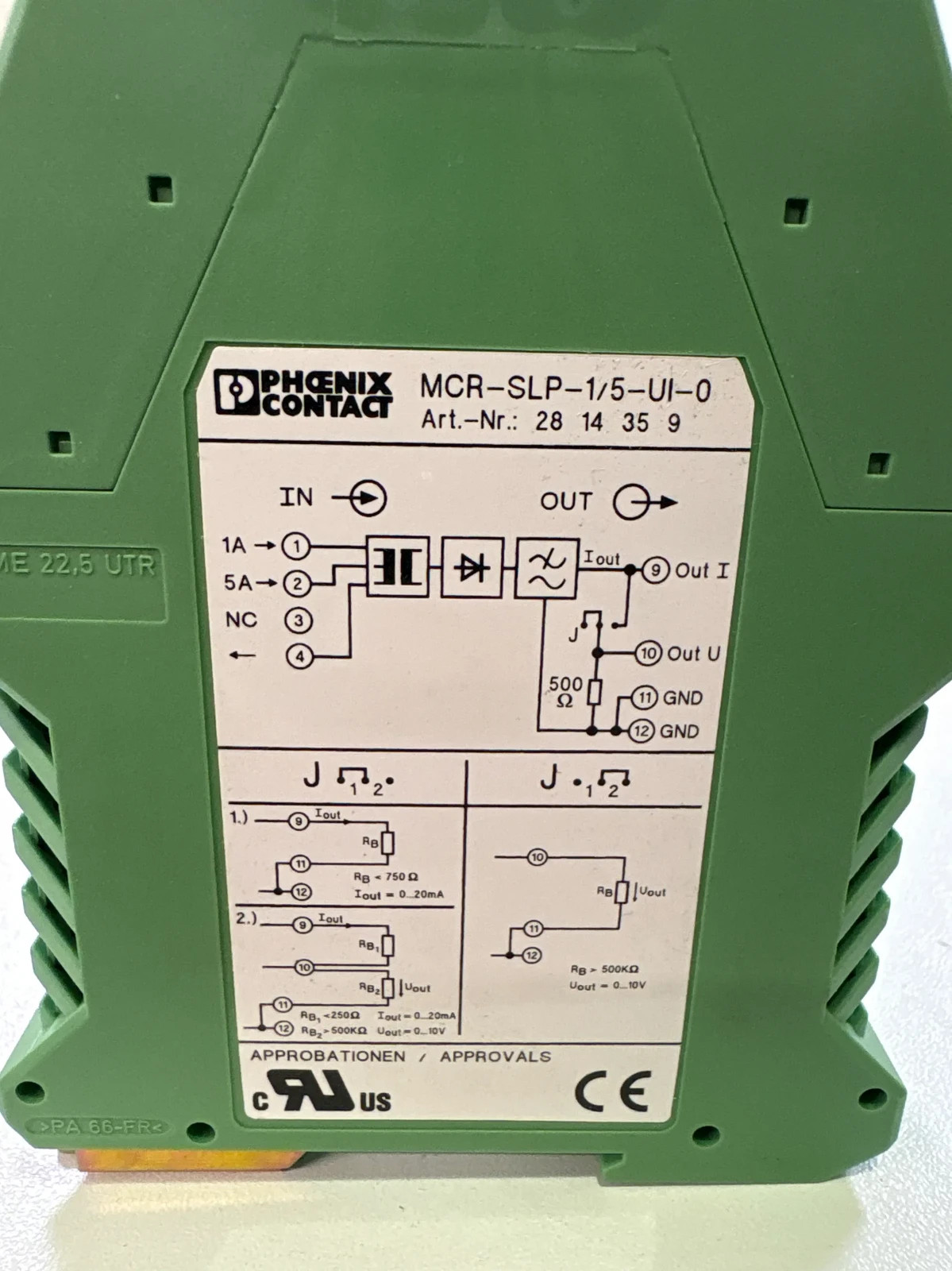 Phoenix Contact MCR-SLP-1/5-UI-0 2814359 Signal Transducer 1A/5A to 0-20mA – New