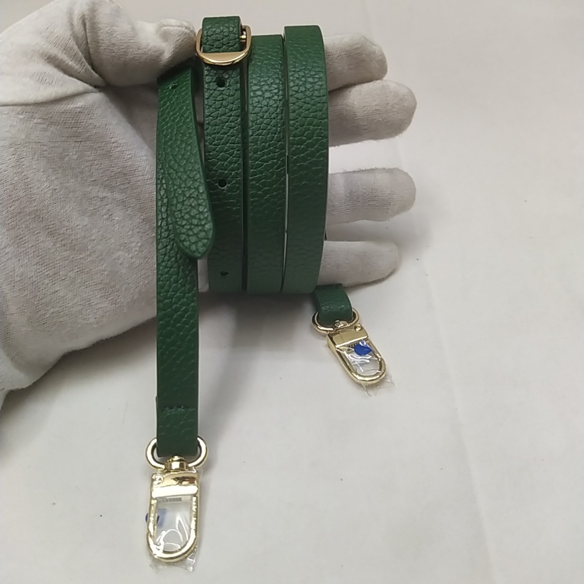 Green Leather Replacement Strap W/ Goldtone Push Gate Hook - NEW