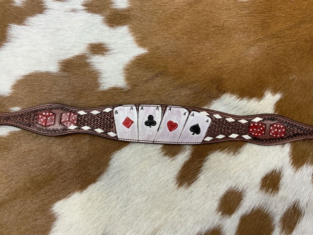 Showman Rider's Luck Tooled Leather Wither Strap