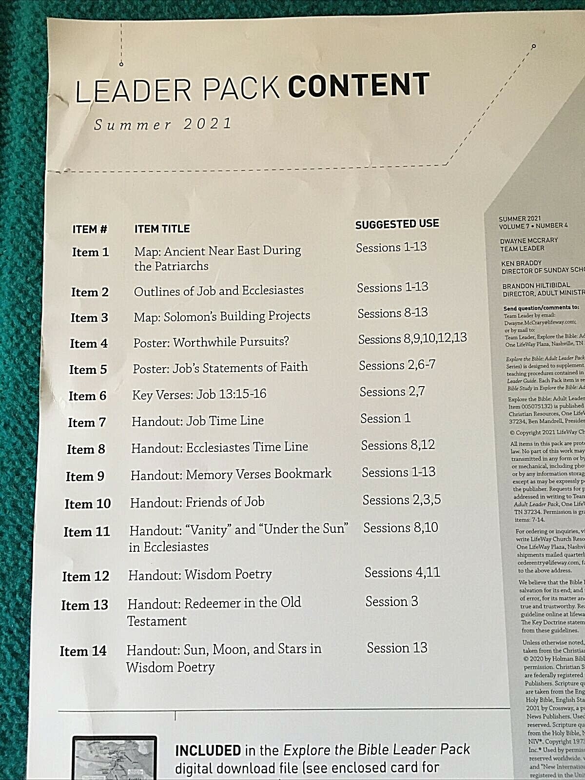 EXPLORE THE BIBLE "Job, Ecclesiastes, Luke 10-24" LEADER PACK @ Maps & Posters