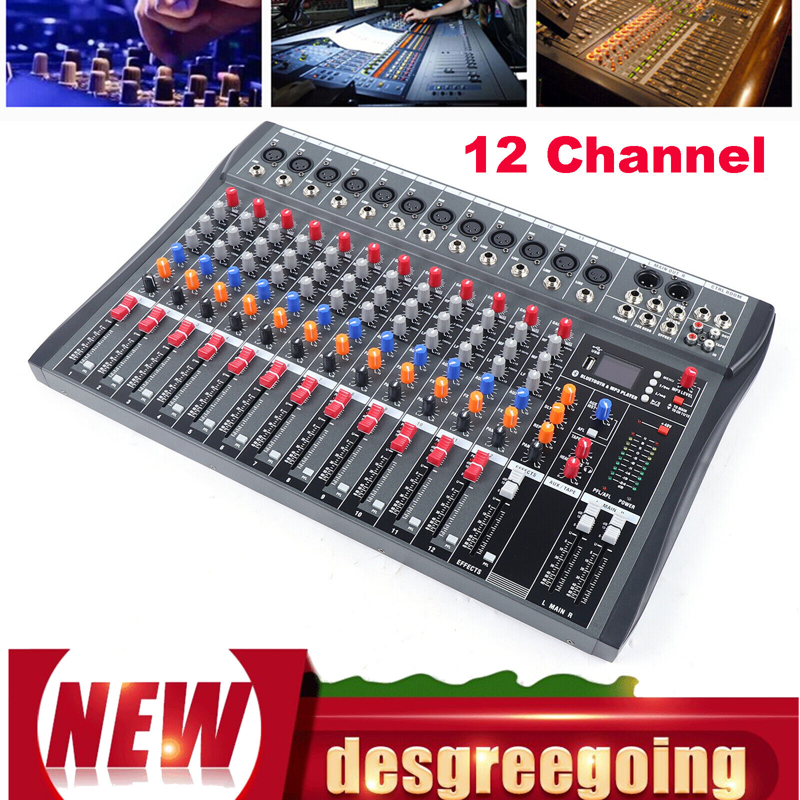 12 Channel Mixing Console USB Bluetooth Live Studio Audio DJ Mixer Sound Board