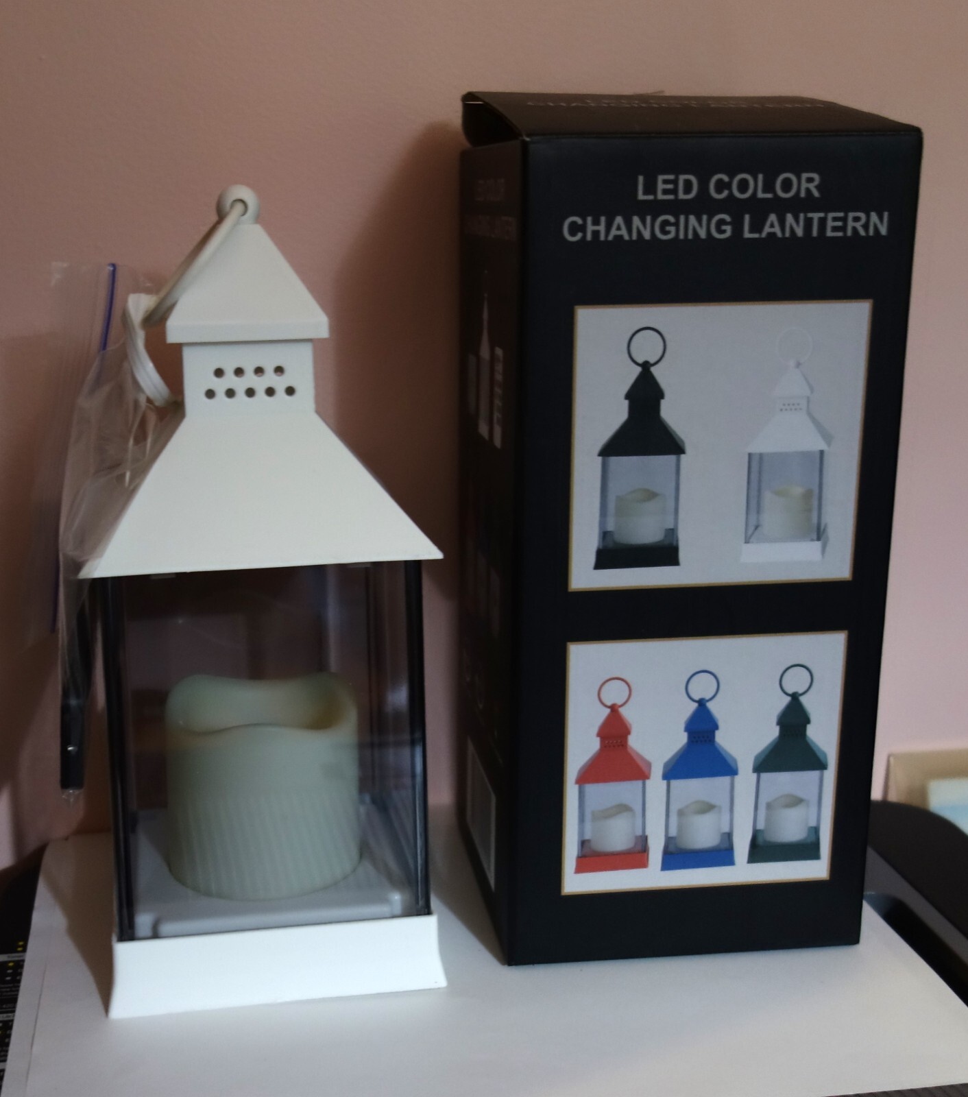 LED White 9.25" Tall Color Changing Lantern With Remote NIB