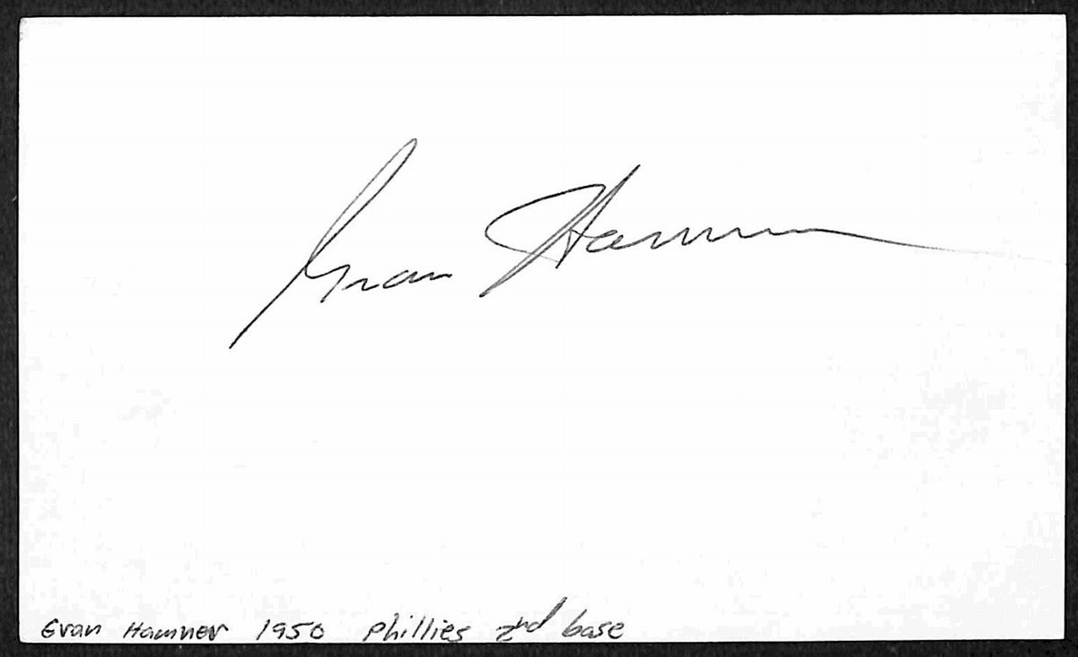 Gran Hamner 1950 Philadelphia Phillies d.1993 Signed/Auto 3x5 Index Card 197686