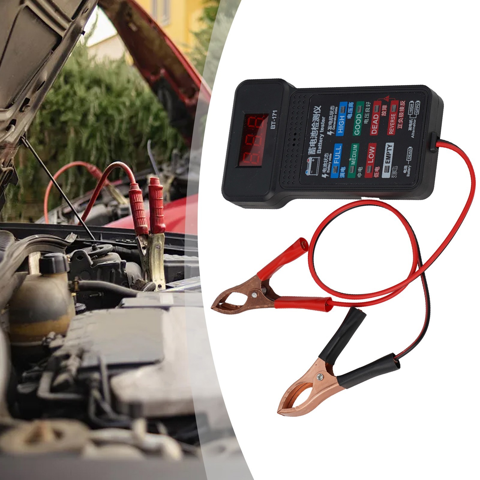 Car Battery Tester with LED Anti Display Screen ABS Insulation Material