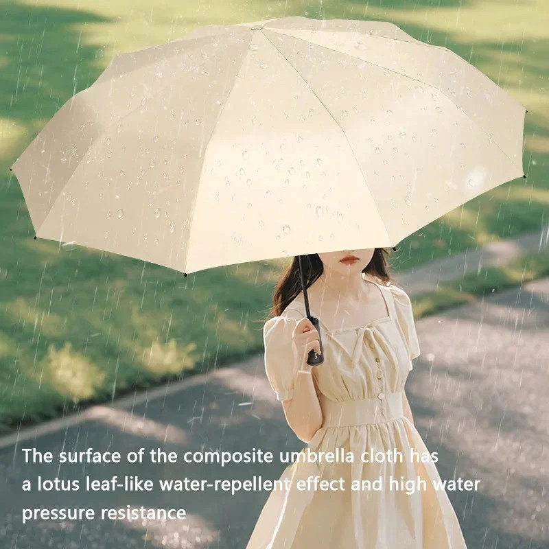 Three Fold Umbrella Reinforce Keel Fully Automatic Umbrella Rain Shine Sun UV Um