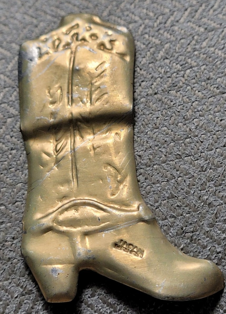 Vintage metal gold color COWBOY BOOT MADE IN JAPAN jewelry finding