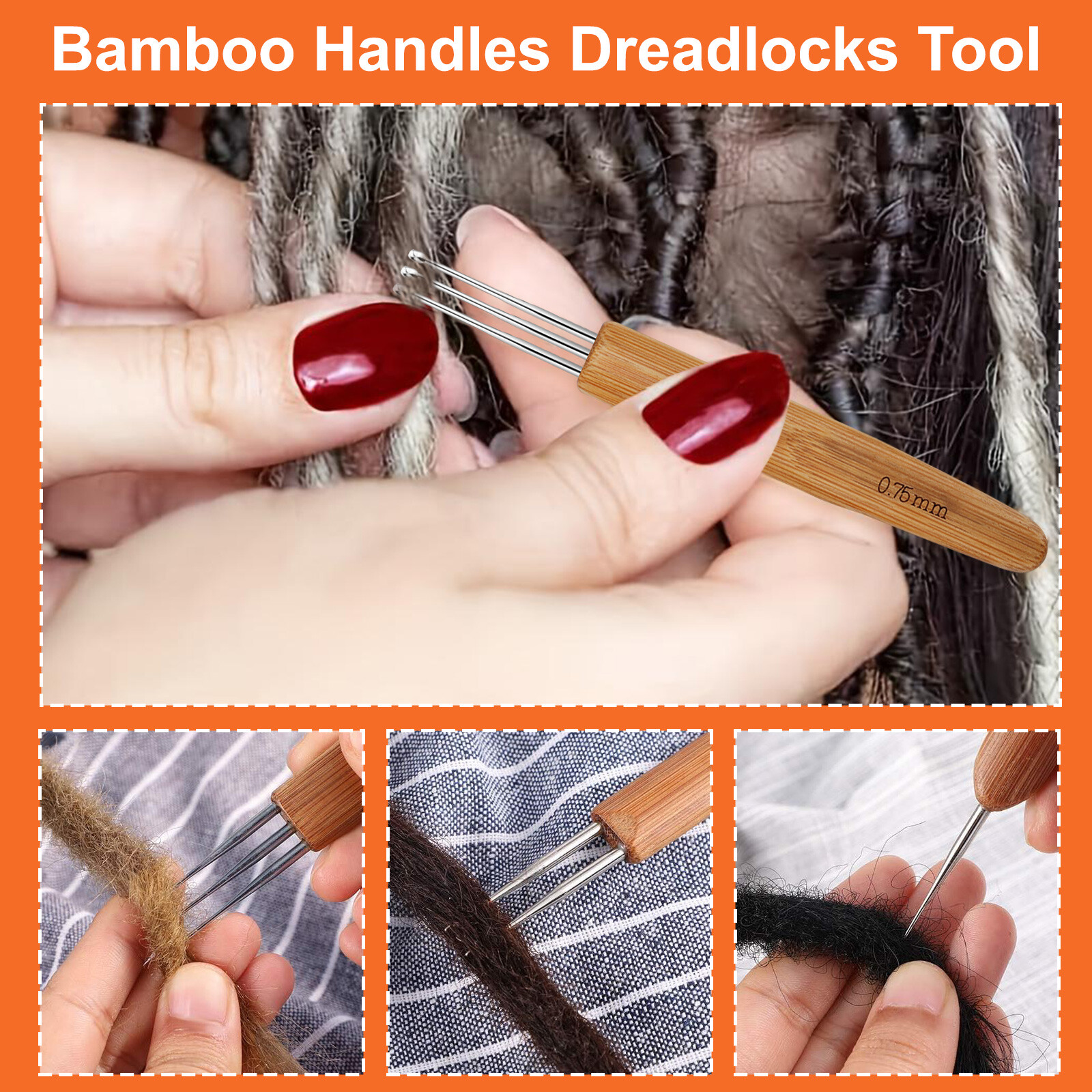 48 Pcs Dreadlock Crochet Hook Tool Set 6 Different Size Bent Latch Hook