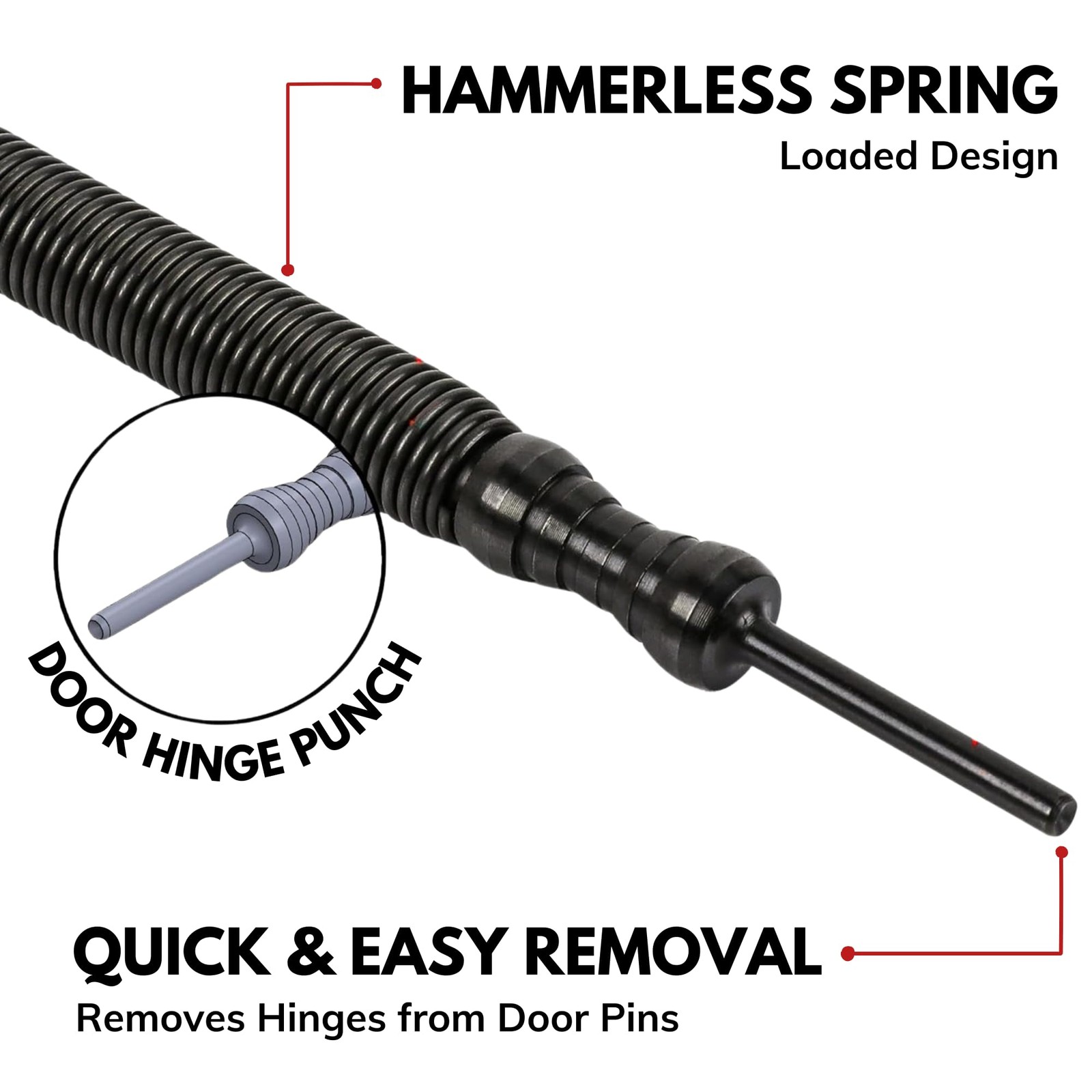 Door Hinge Pin Removal Tool – Spring-Driven Hinge Pin Punch & Steel-Faced Ham...