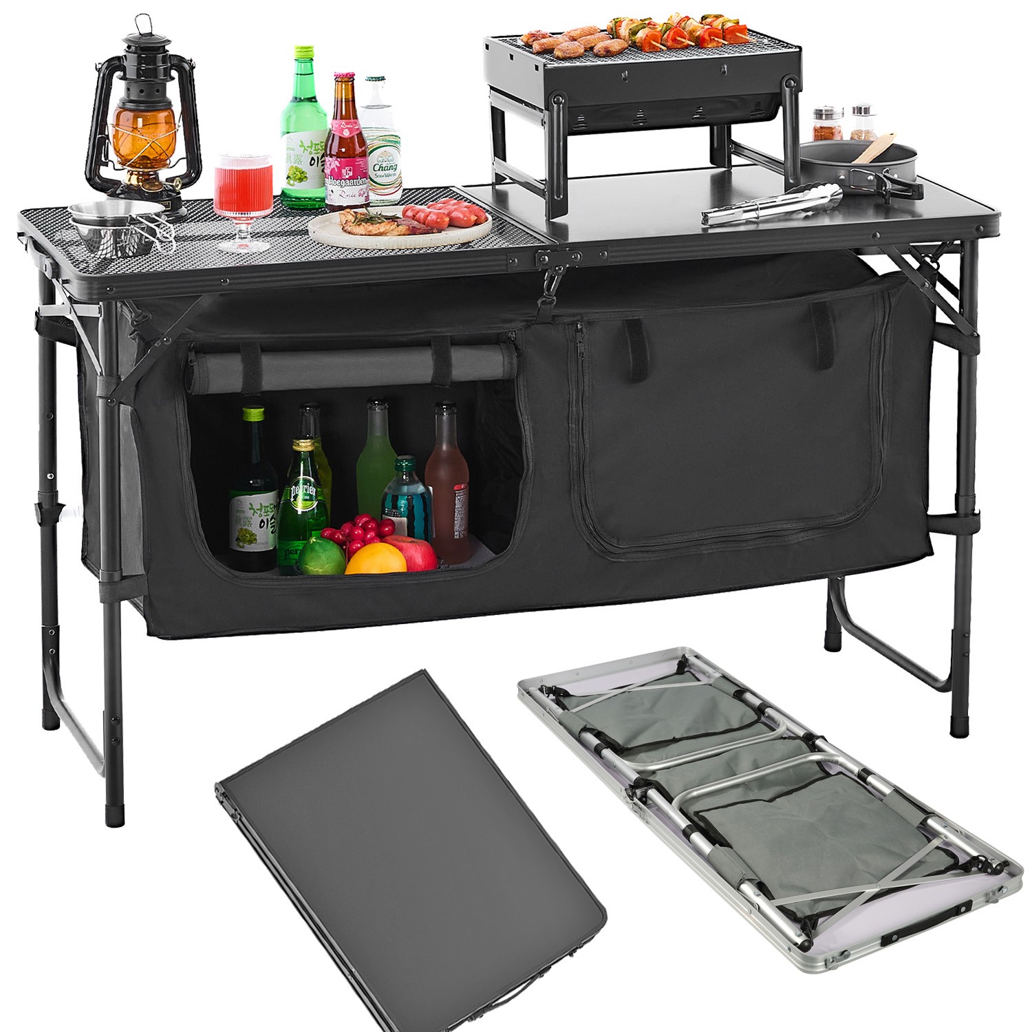 Heavy Duty Camping Table Folding Kitchen Table Outdoor Picnic BBQ Aluminum Table