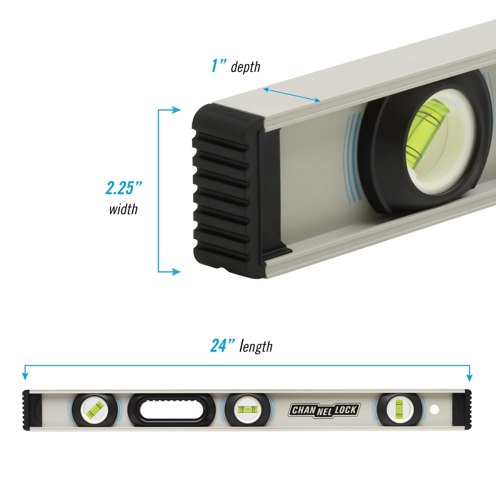 CHANNELLOCK 24-Inch, Professional-Grade Aluminum I-Beam Level with 3 Vials, 5...