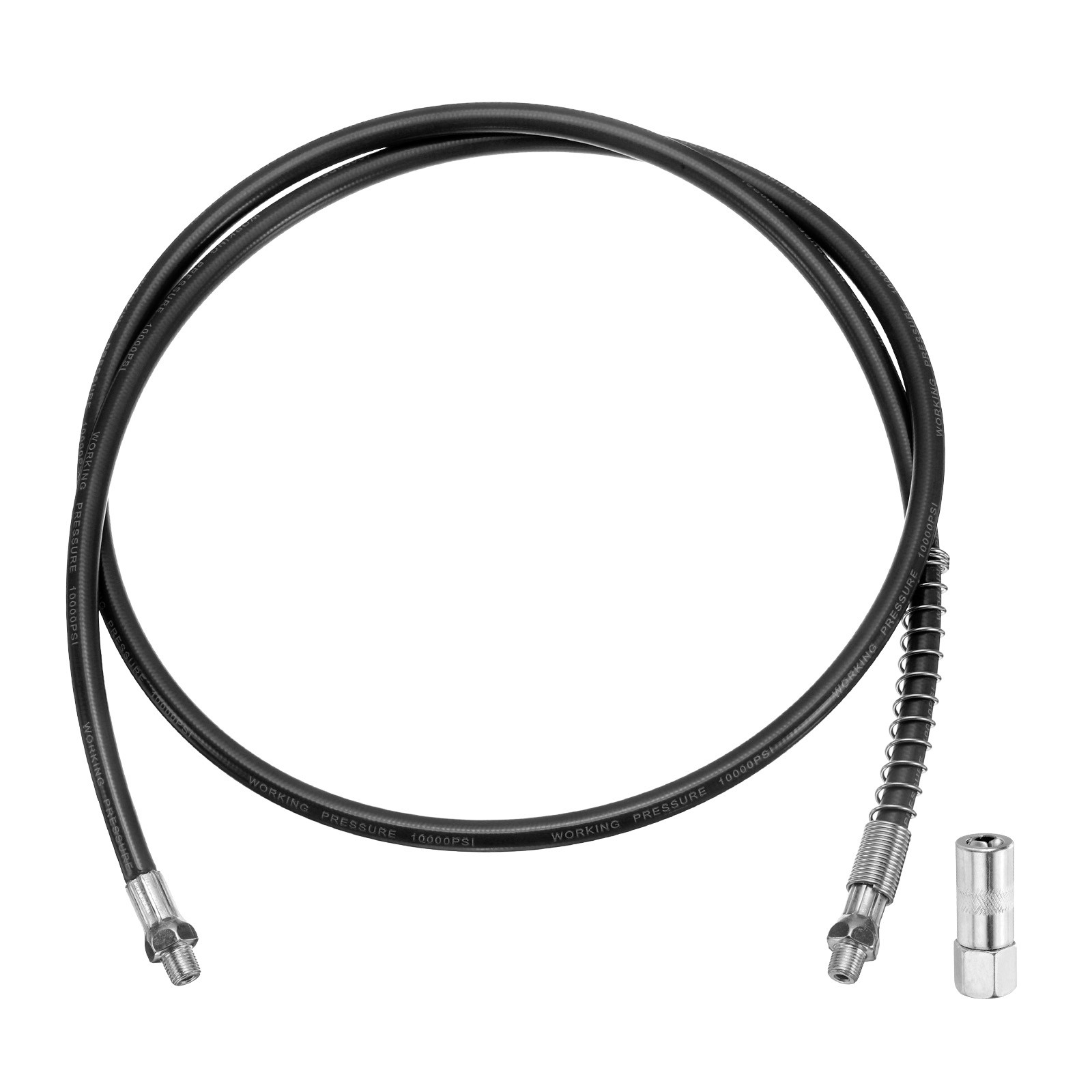 Grease Gun Hose Kit 59" 10000 PSI w Grease Gun Coupler 1/8 NPT Threads Black