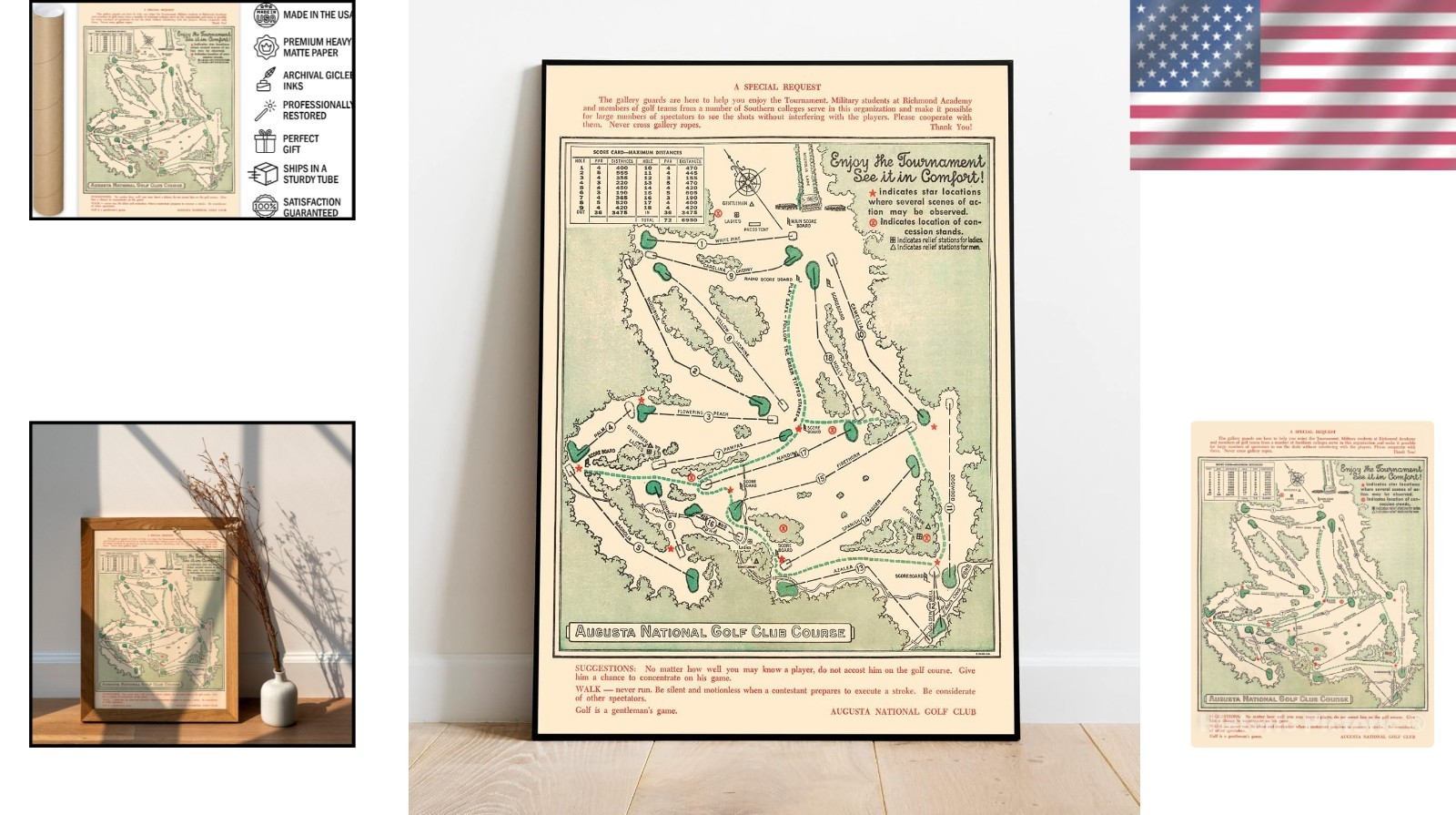 Augusta National Golf Club Map - Rare Masters History Print