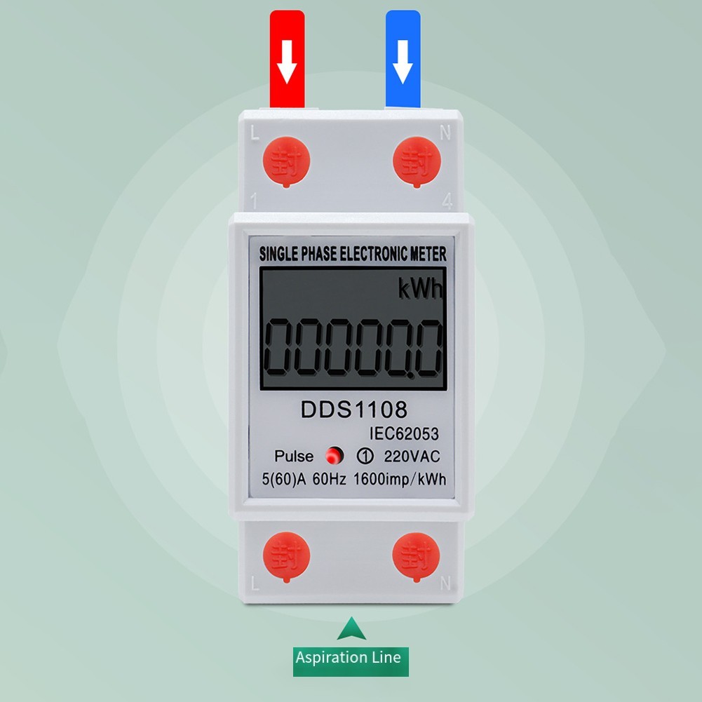 Energy Meter DDS1108 1-Phase 220V LCD Display for For Din Rail Mounting
