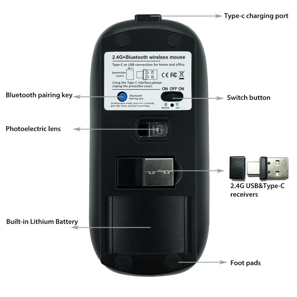 Rechargeable Bluetooth Mouse For Macbook/macbook Air/pro/ipad, Wireless