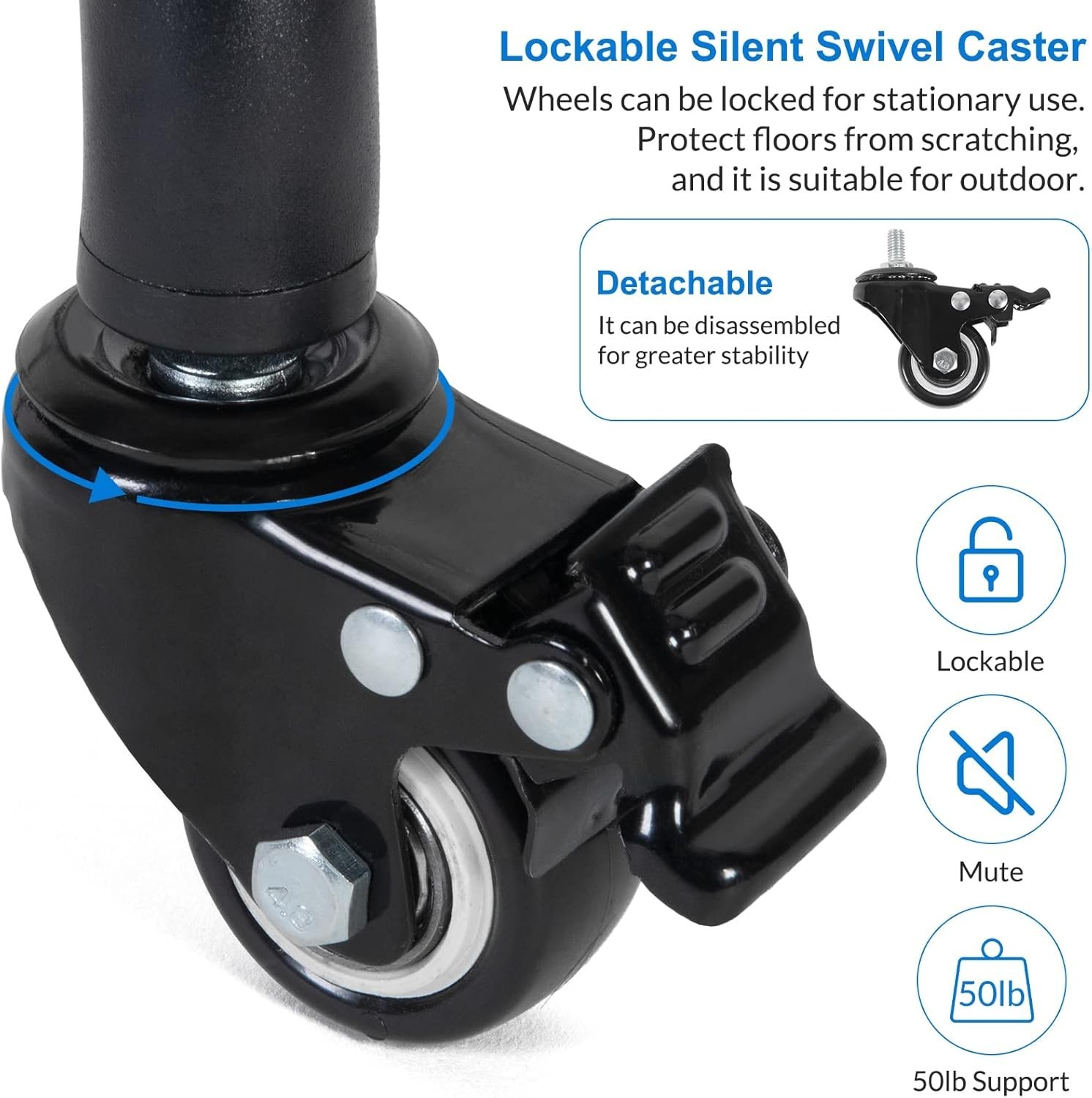Portable Laptop Stand with Rolling Wheels, Adjustable Height