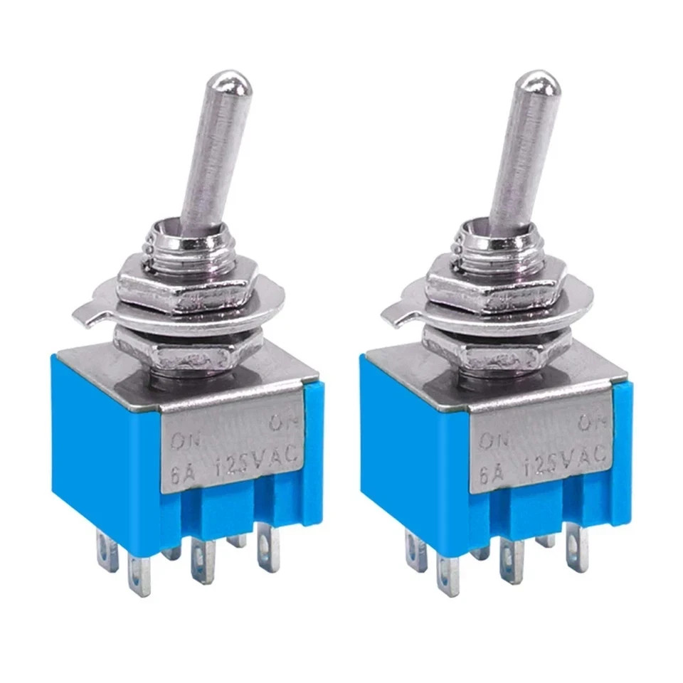 10Pcs DPDT Mini Toggle Switch 6-Pin 2 Position ON/ON Miniature Toggle Switches 6