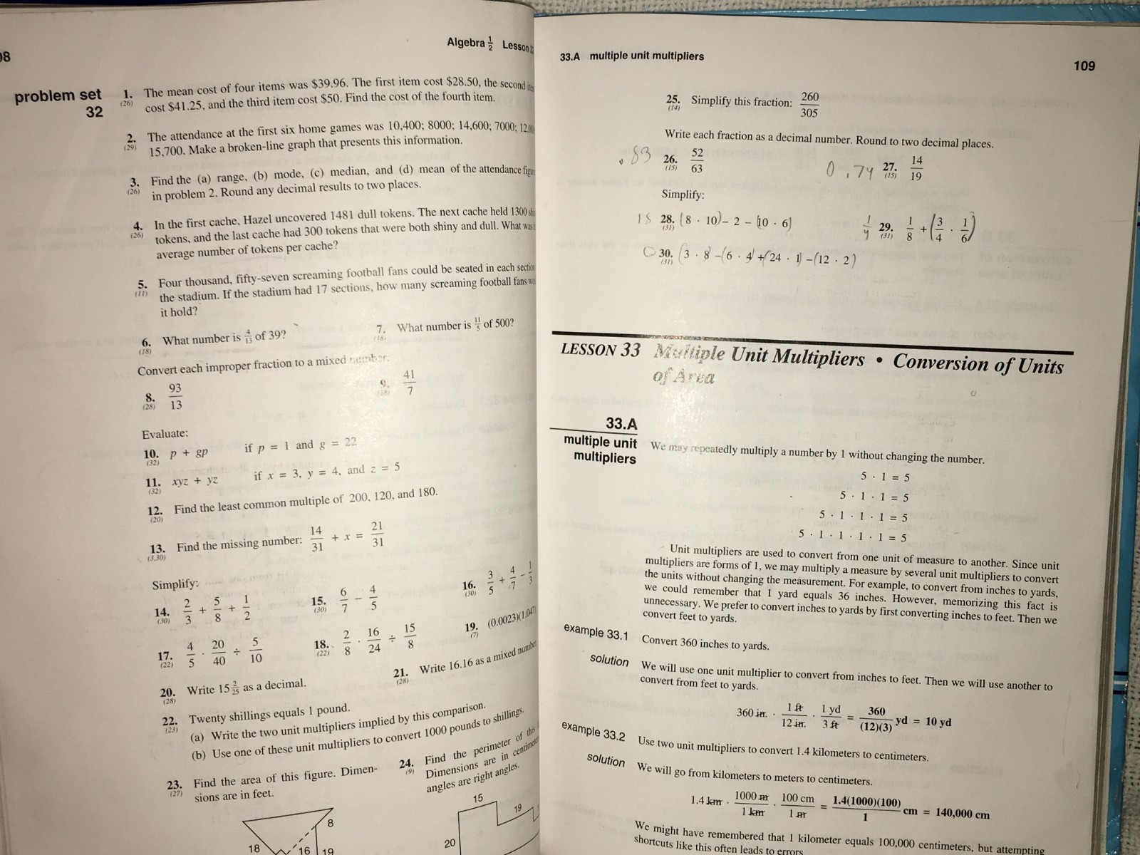 Saxon Math Algebra 1/2 An Incremental Development Third Edition Textbook 2004