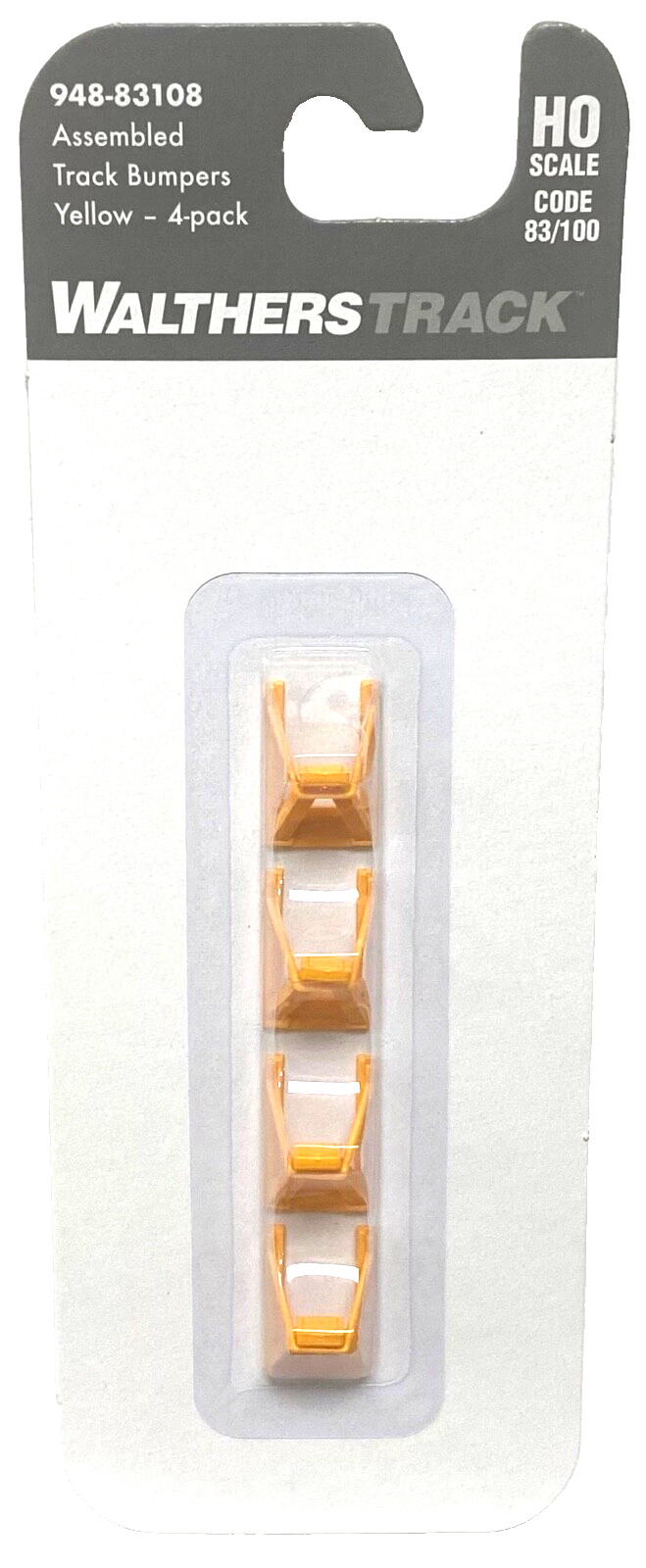 HO Scale Walthers 948-83108 Yellow Assembled Track Bumper pkg (4)