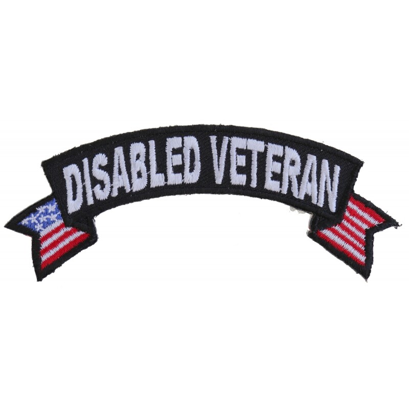 Patch, Small Rocker (Iron-On), Disabled Military Veteran United States Flag