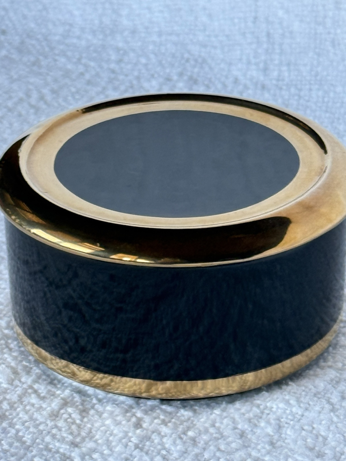 Chokin Glazed Ceramic Black & Gold Trim Lidded Trinket Boxes Jars Ceramic