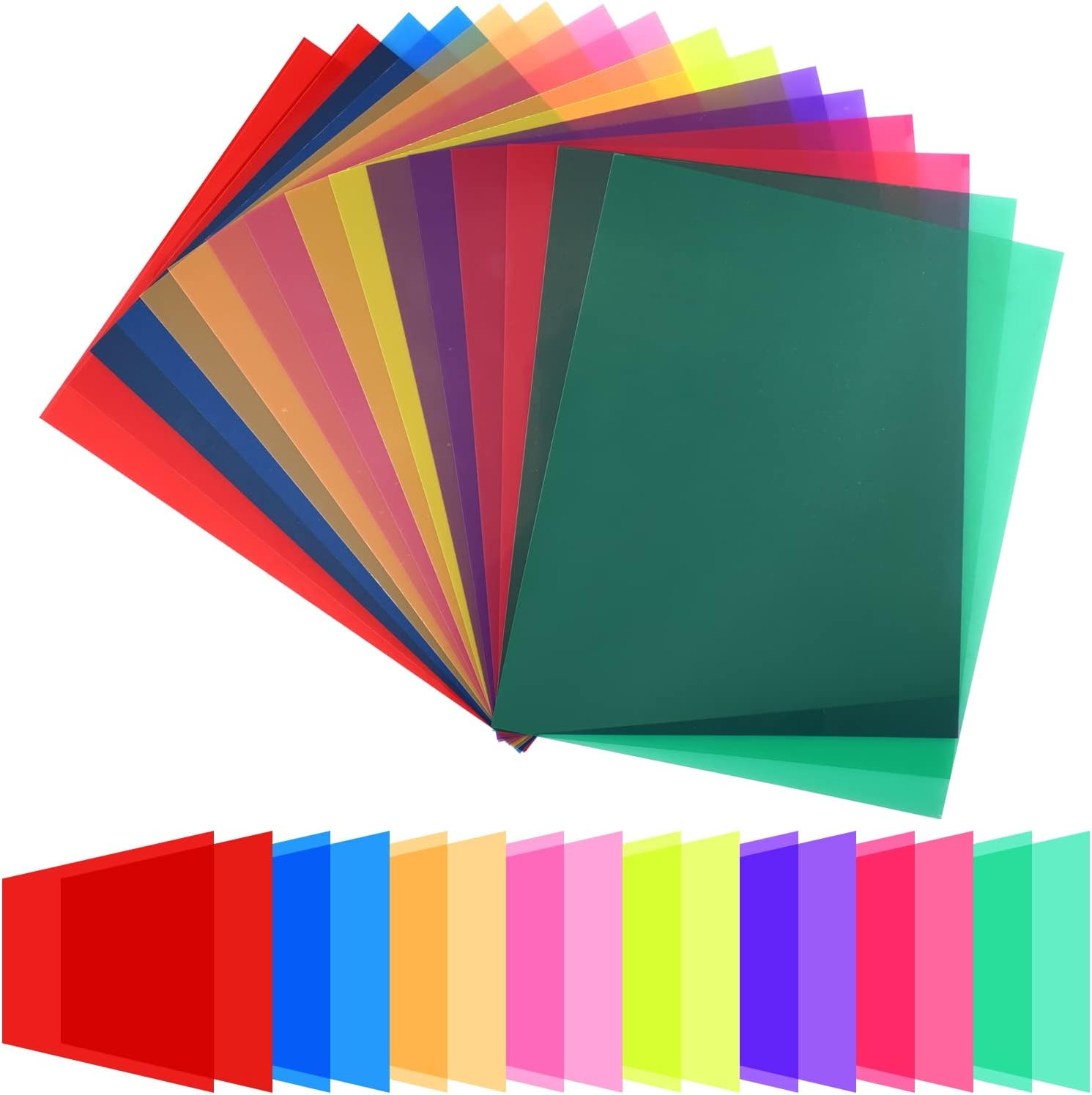 16 Pcs Color Correction Gel Filter for Lighting - Transparent Colored Overlays L