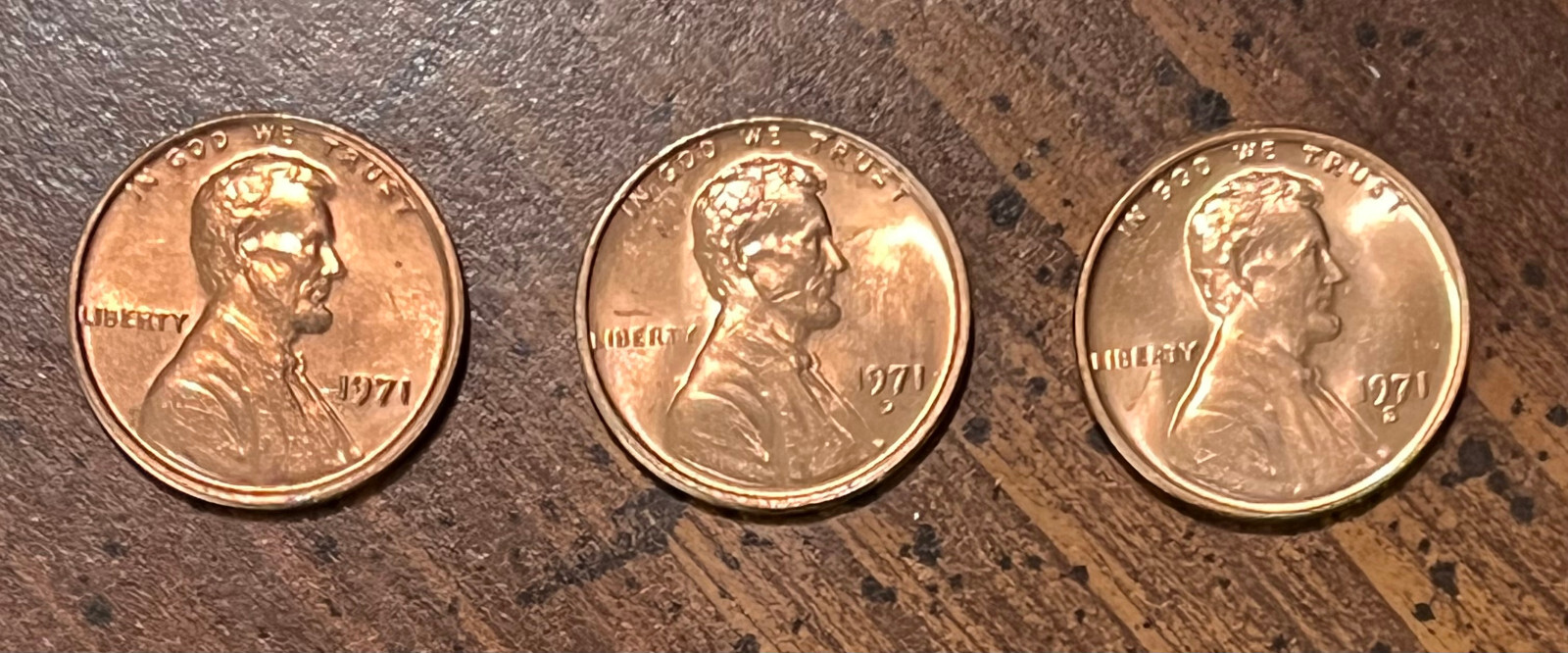 1971 PDS Lincoln Cents - 3 incredible red coins