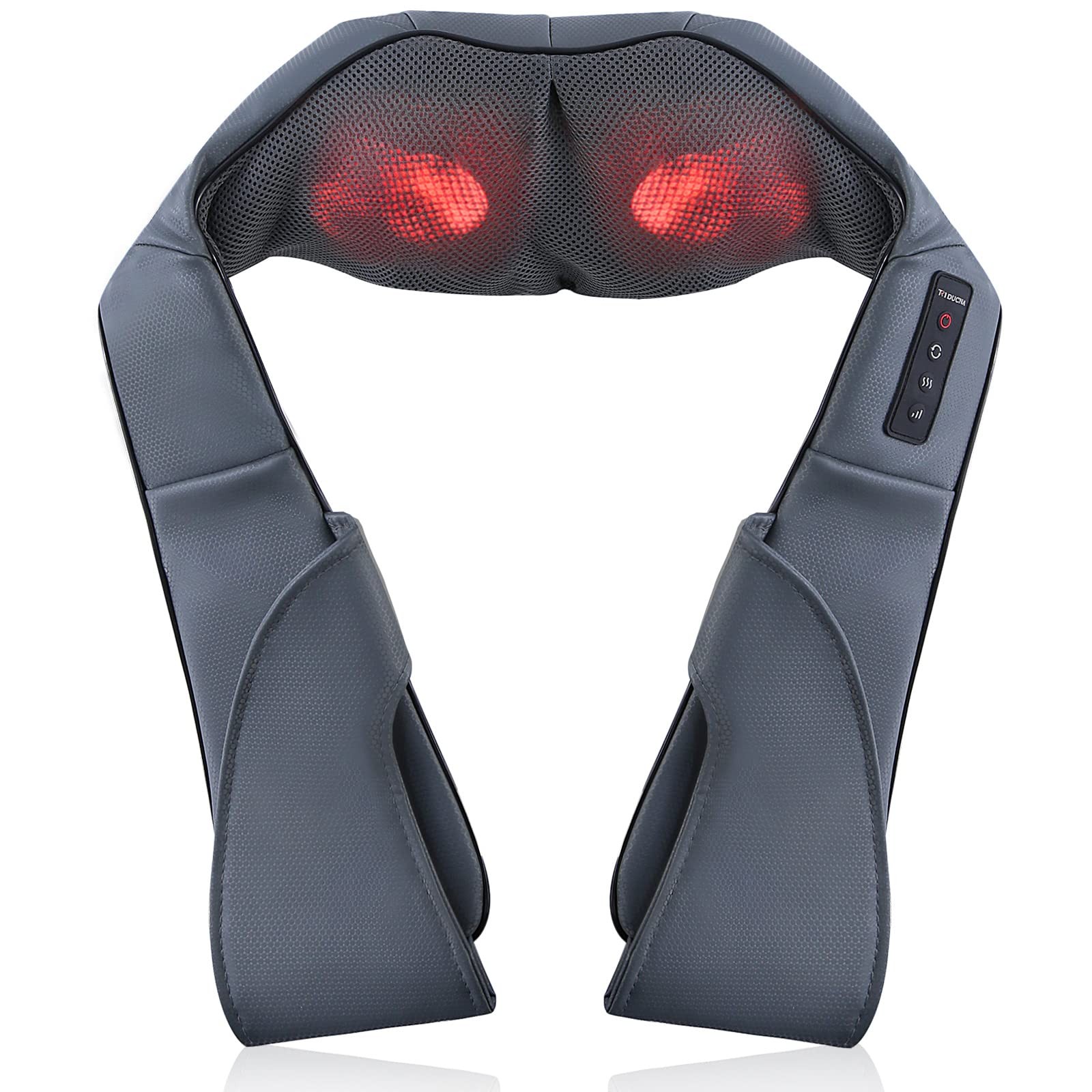 TRIDUCNA Shiatsu Neck Back and Shoulder Massager with Heat - Electric Gray