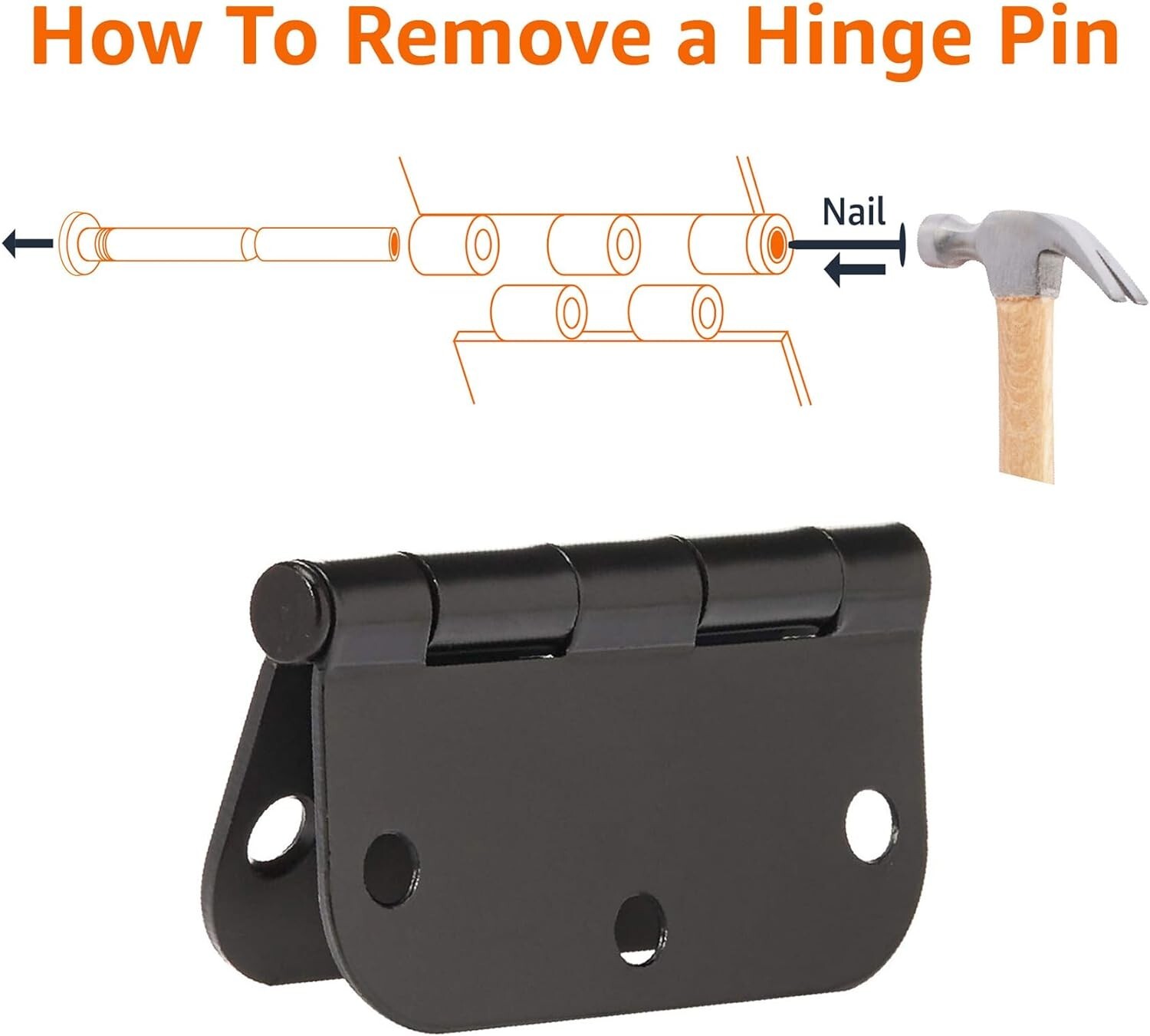 23 pcs Sturdy Rounded 5/8 Radius Interior Door Hinges, 3.5" X 3.5", Matte Black