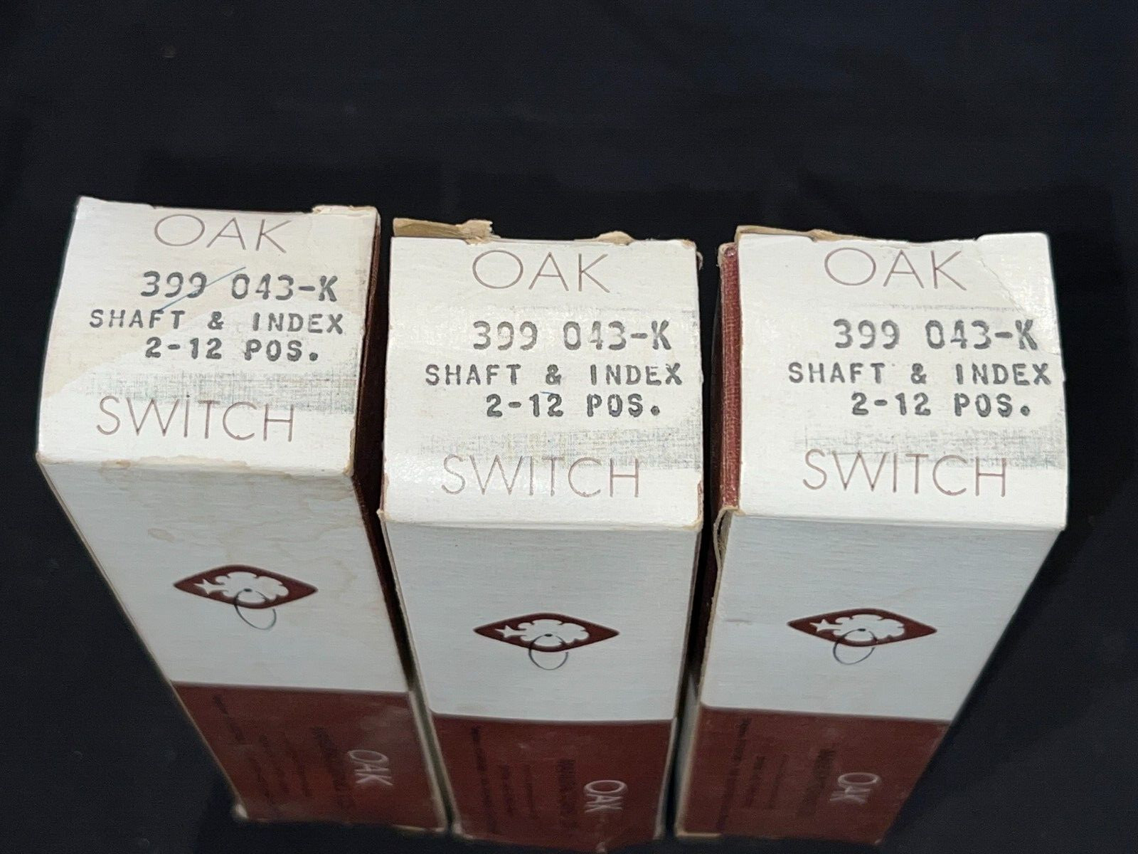 Lot of 3 OAK 399-043-K Shaft & Index Rotary 2-12 Position Switch NOS