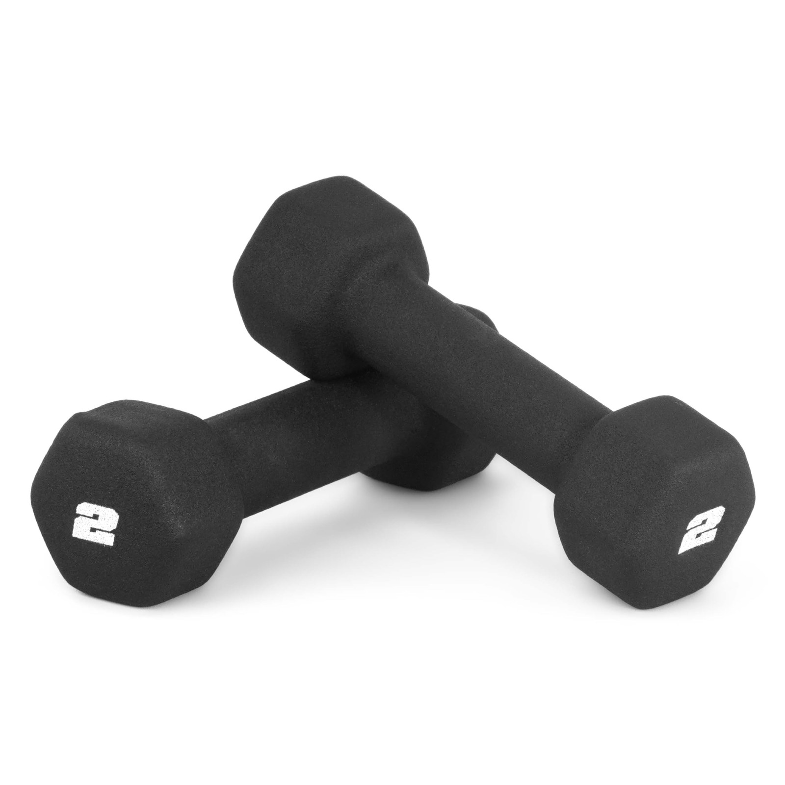 CAP Barbell 2 LB Neoprene Dumbbell Hand Weights - Pair | 2 lb Pair, Black