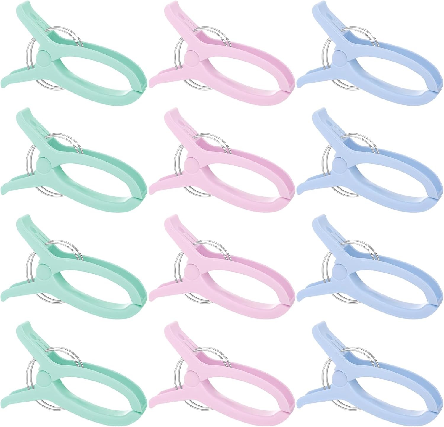 Yousoontic 12 Pcs Sew Jumbo Quilting Clamps Beach Towel Blue, Green, Pink