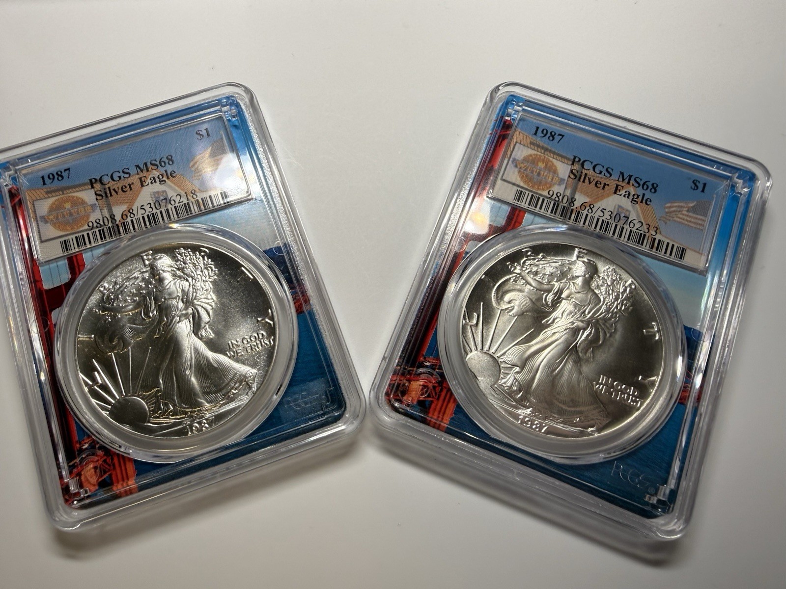 Silver Eagle MS68 1987 $1 PCGS Wittercoin Label Coin