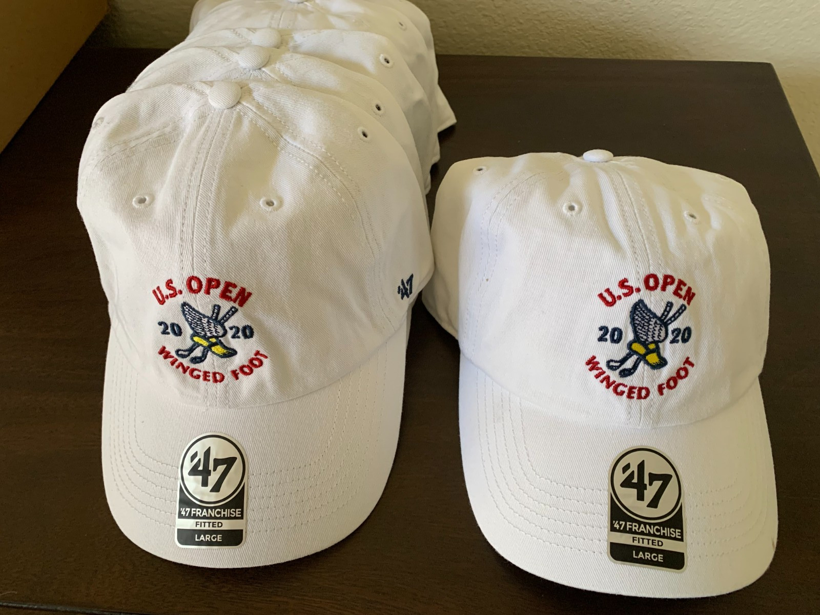 New LOT of 6 2020 U.S. OPEN Golf Tournament at WINGED FOOT  White Hats Large