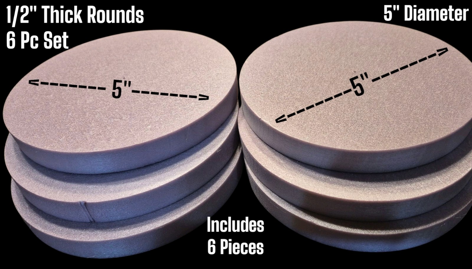 XPS Foam 1/2" ROUNDS 5" Diameter x 6 Pcs Mini Dio Model Display Base Crafts 8855