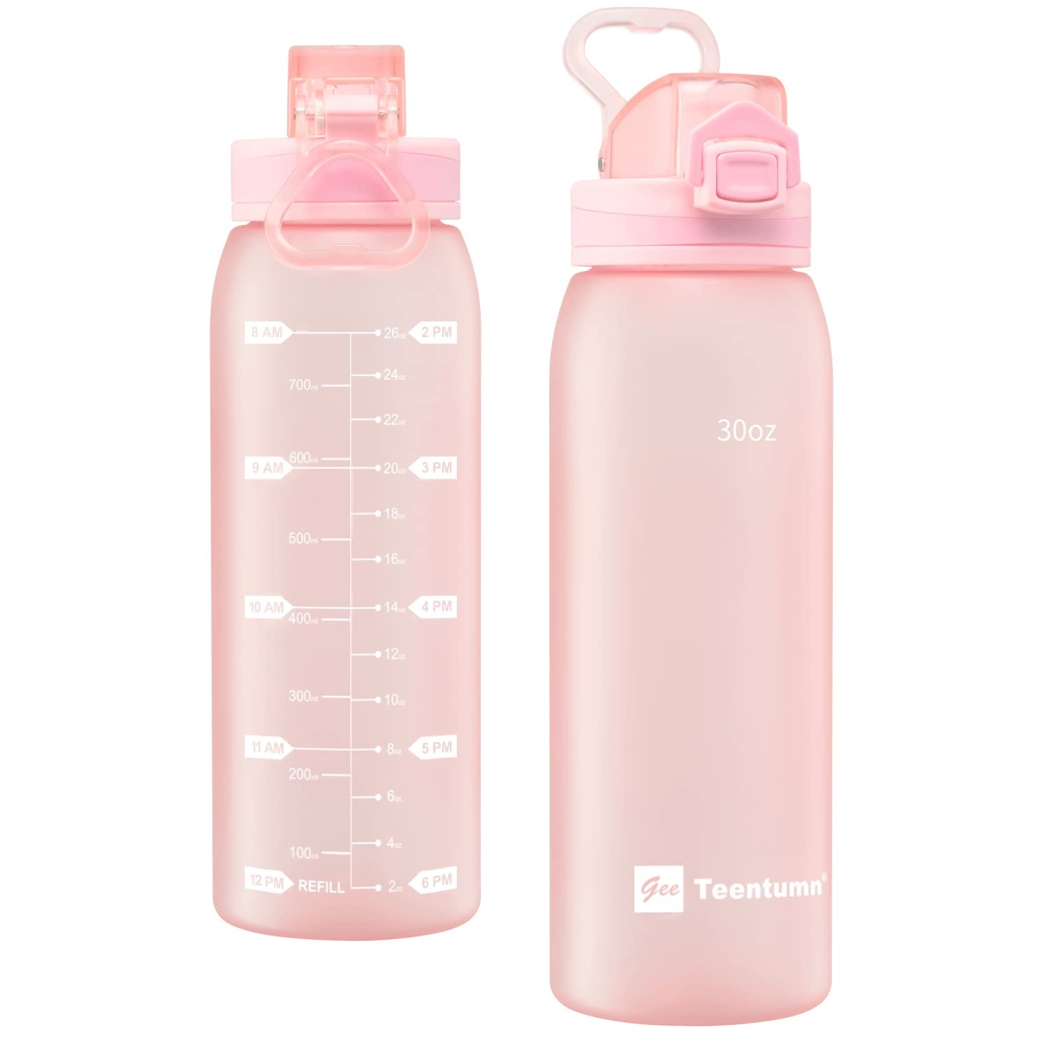 30oz Water Bottle with Time Markers & Filter, BPA Free, Durable, Portable