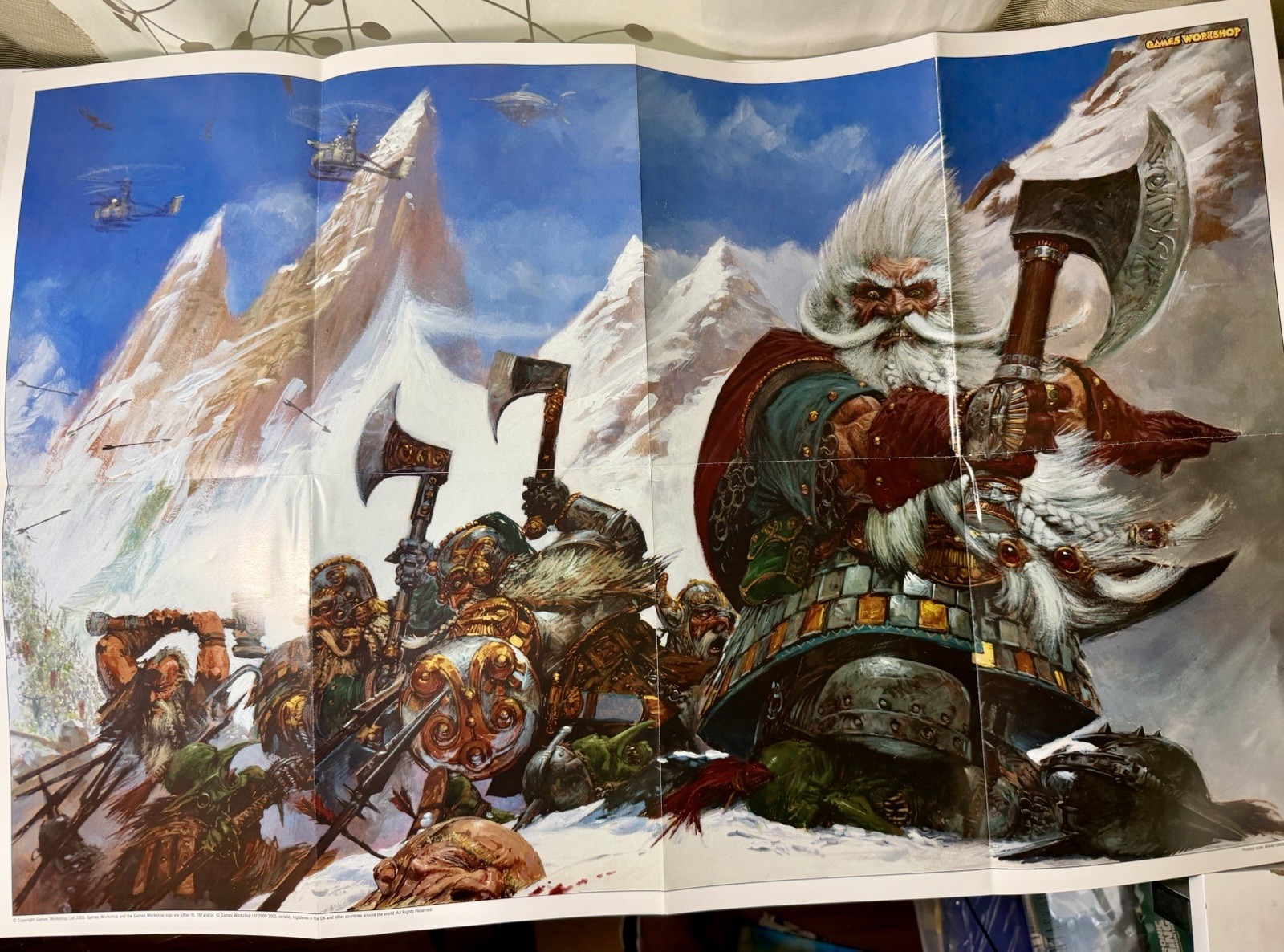 Games Workshop promotional poster featuring Grombrindal, White Dwarf Warhammer