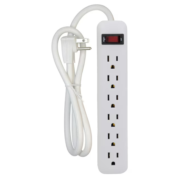 Project Source 2-1/2-ft 6 -Outlet Indoor White Power Strip