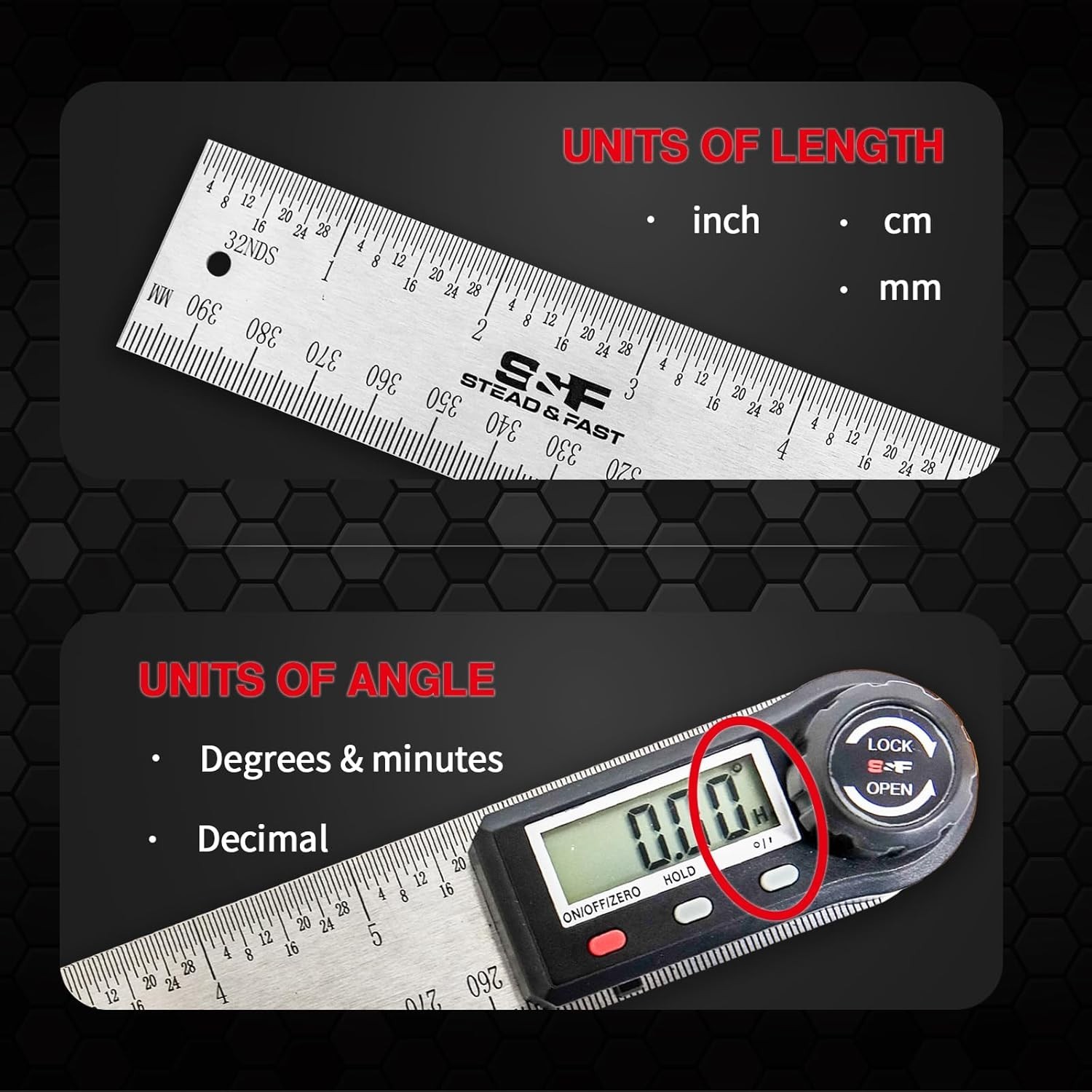 Digital Angle Finder Tool - 7 Inch Stainless Steel Protractor for Precision M...