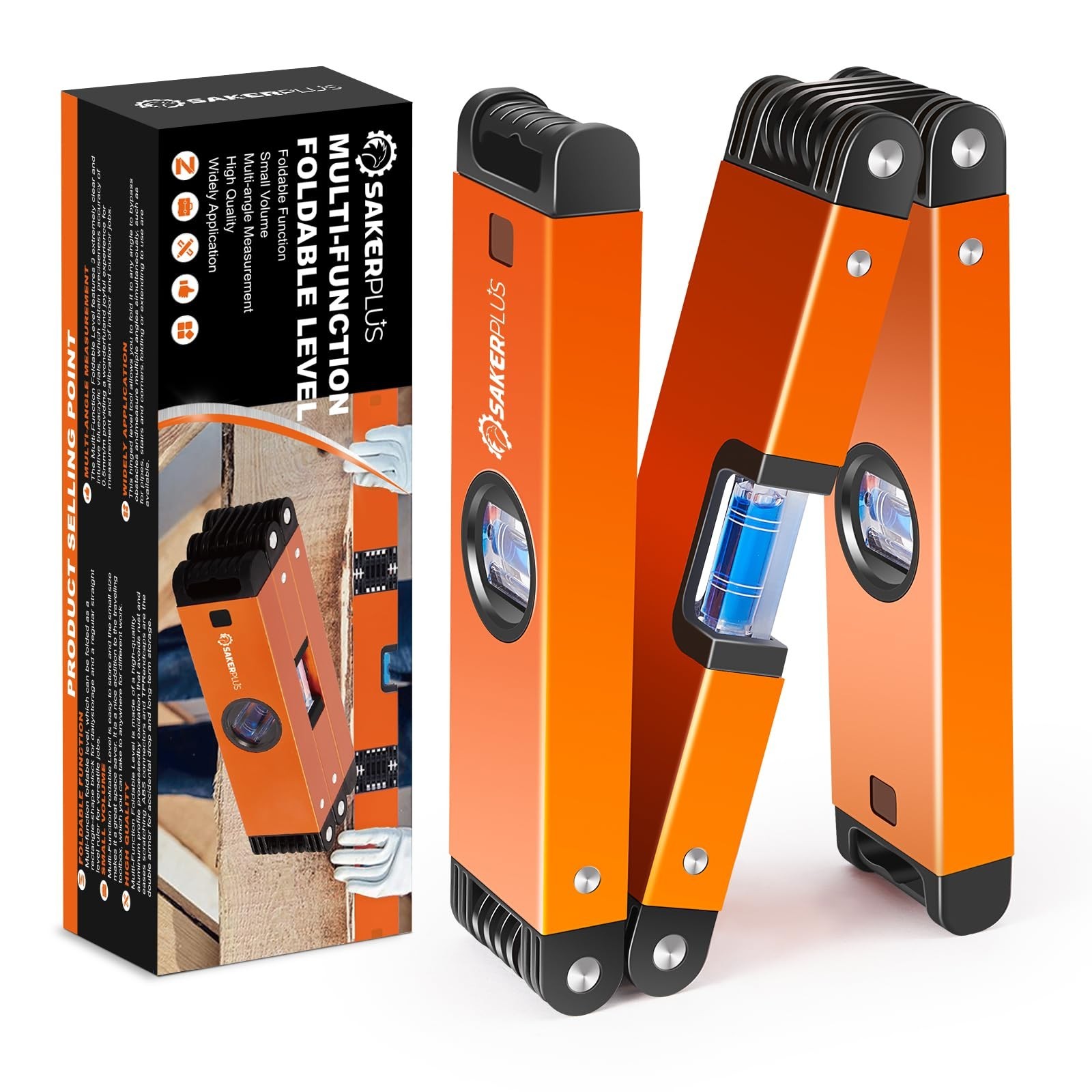 Multi-Function Folding Level, 24" Level Tool, Multi-Angle Measurement (45°/