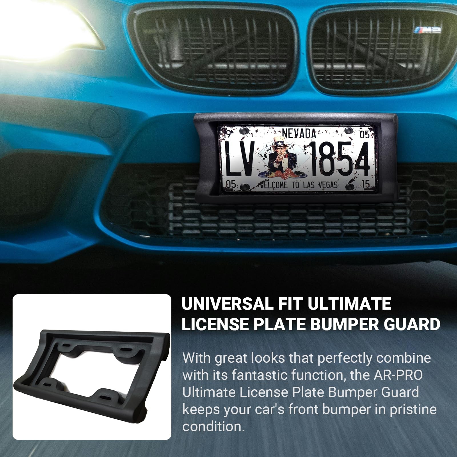 "AR-PRO 2.3"" Thick Rubber Front License Plate Bumper Guard"